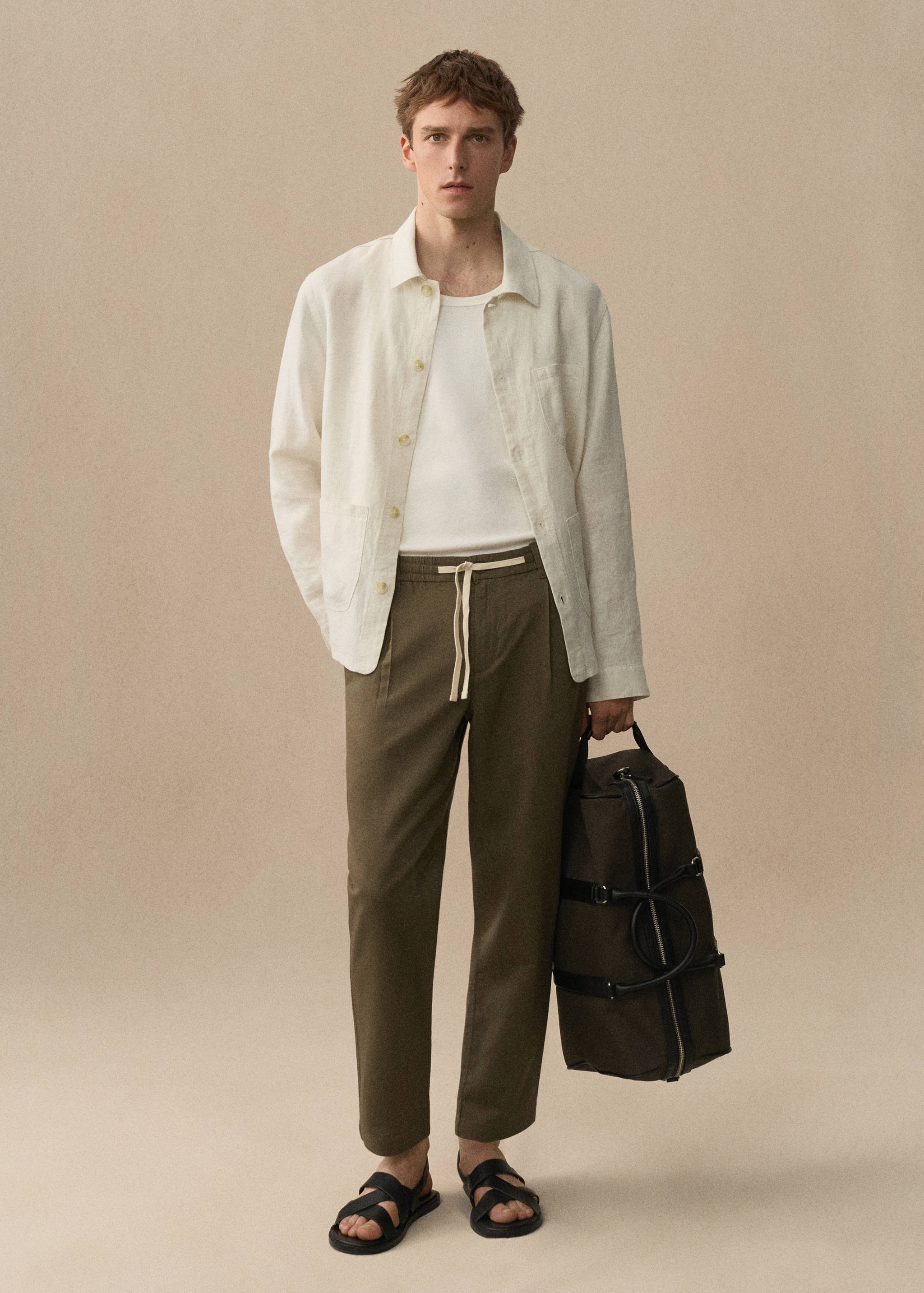 Slim-fit trousers with drawstring - Details of the article 5