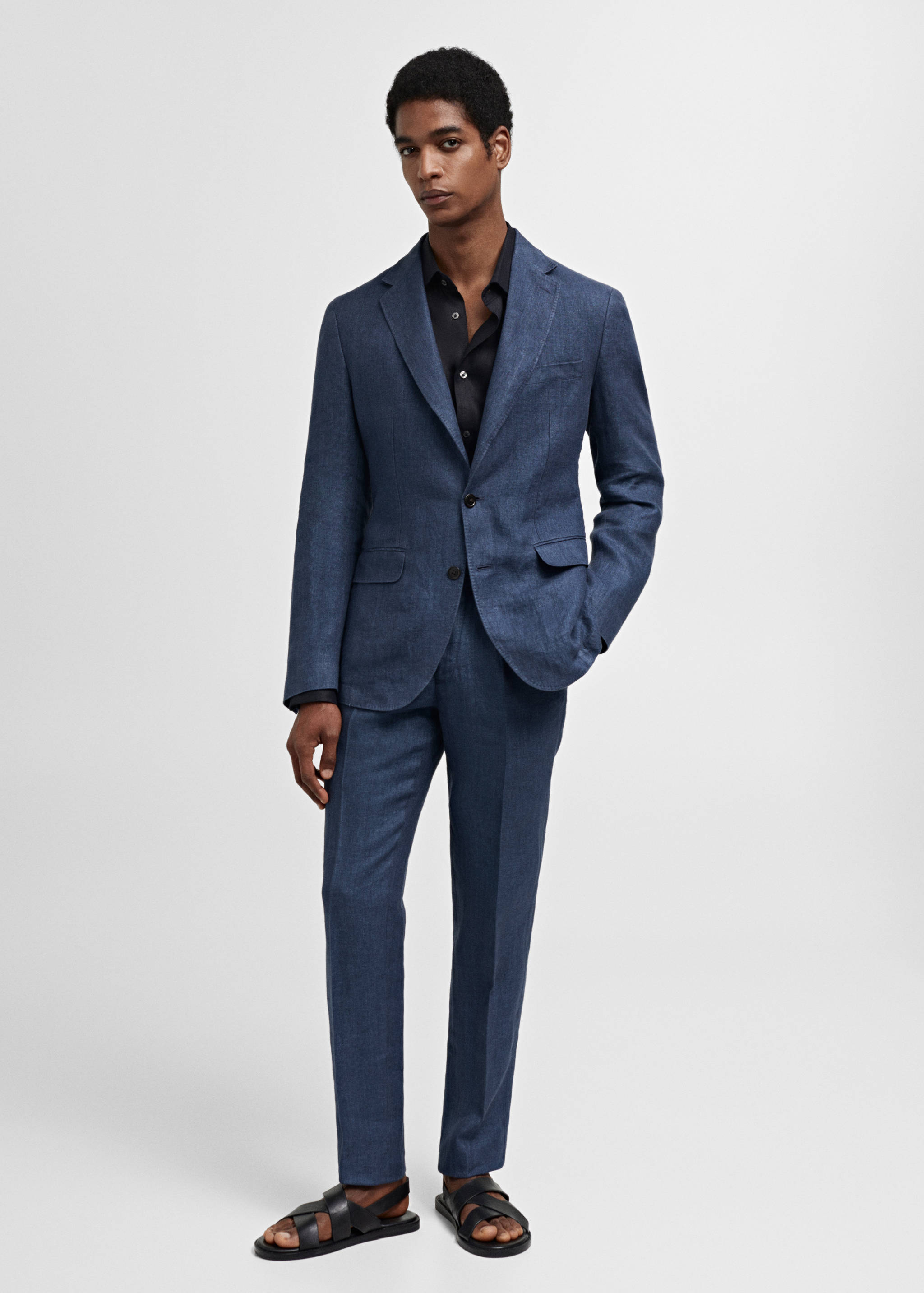 Slim-fit suit jacket in 100% herringbone linen - General plane