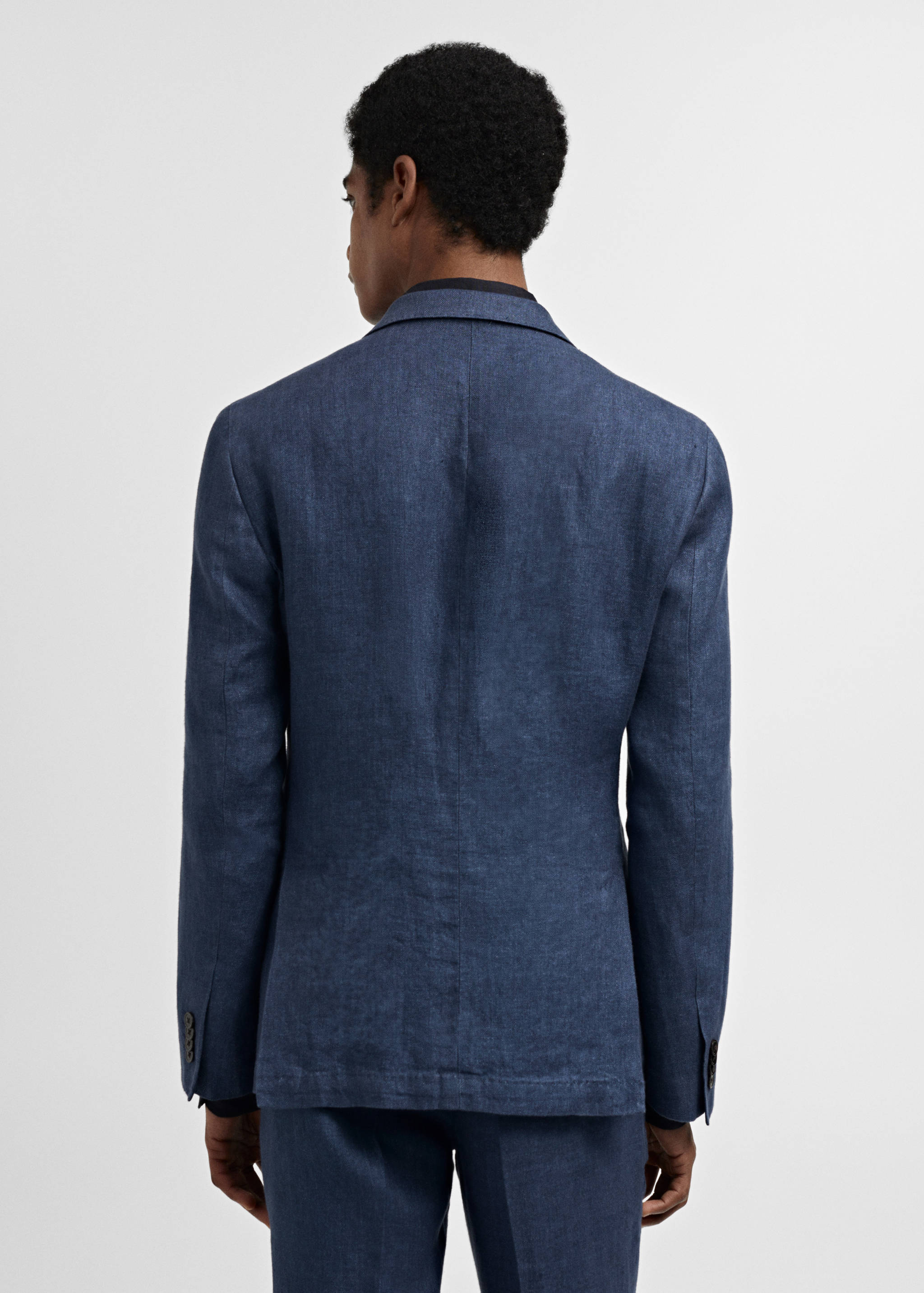 Slim-fit suit jacket in 100% herringbone linen - Reverse of the article