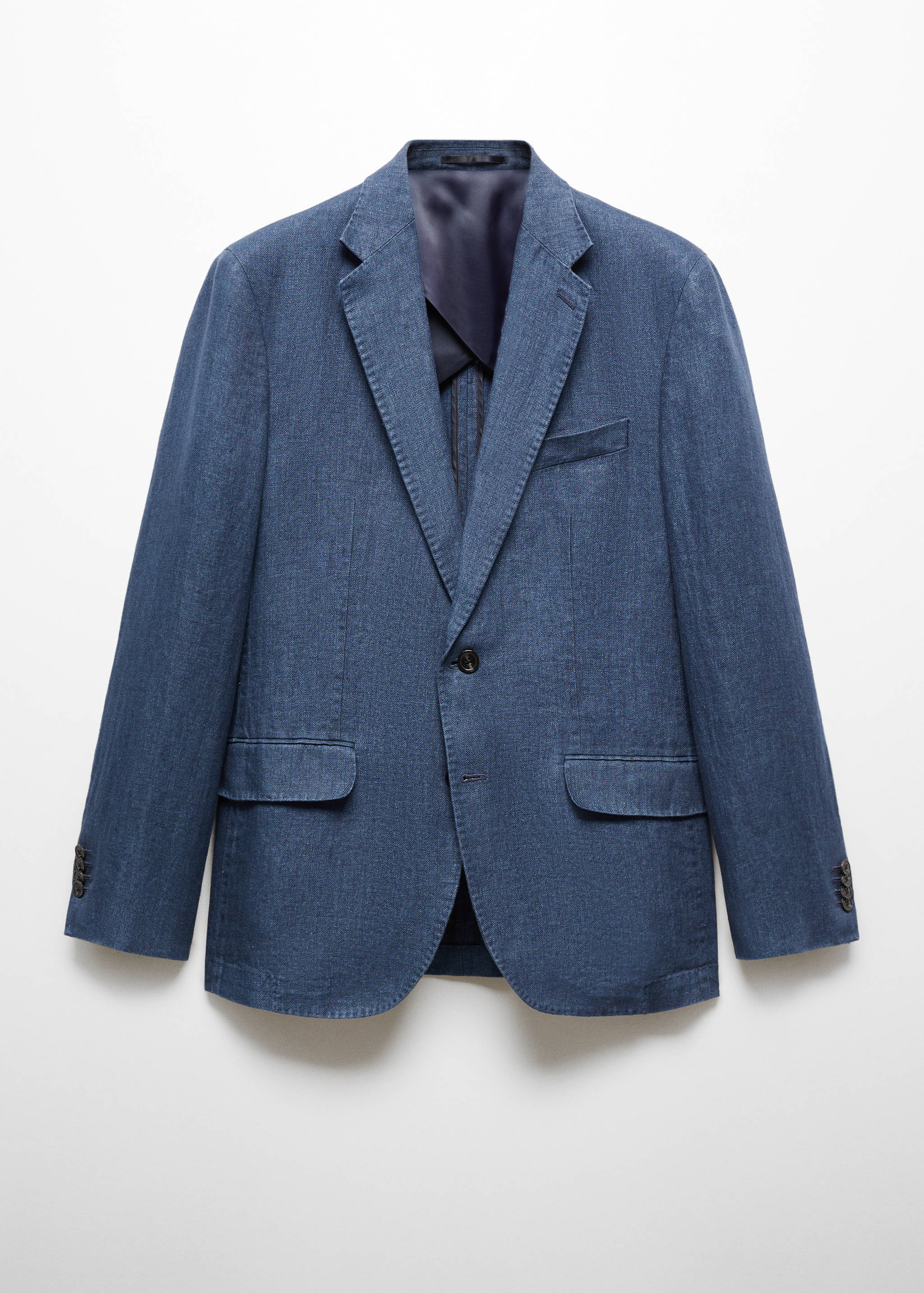 Slim-fit suit jacket in 100% herringbone linen - Article without model