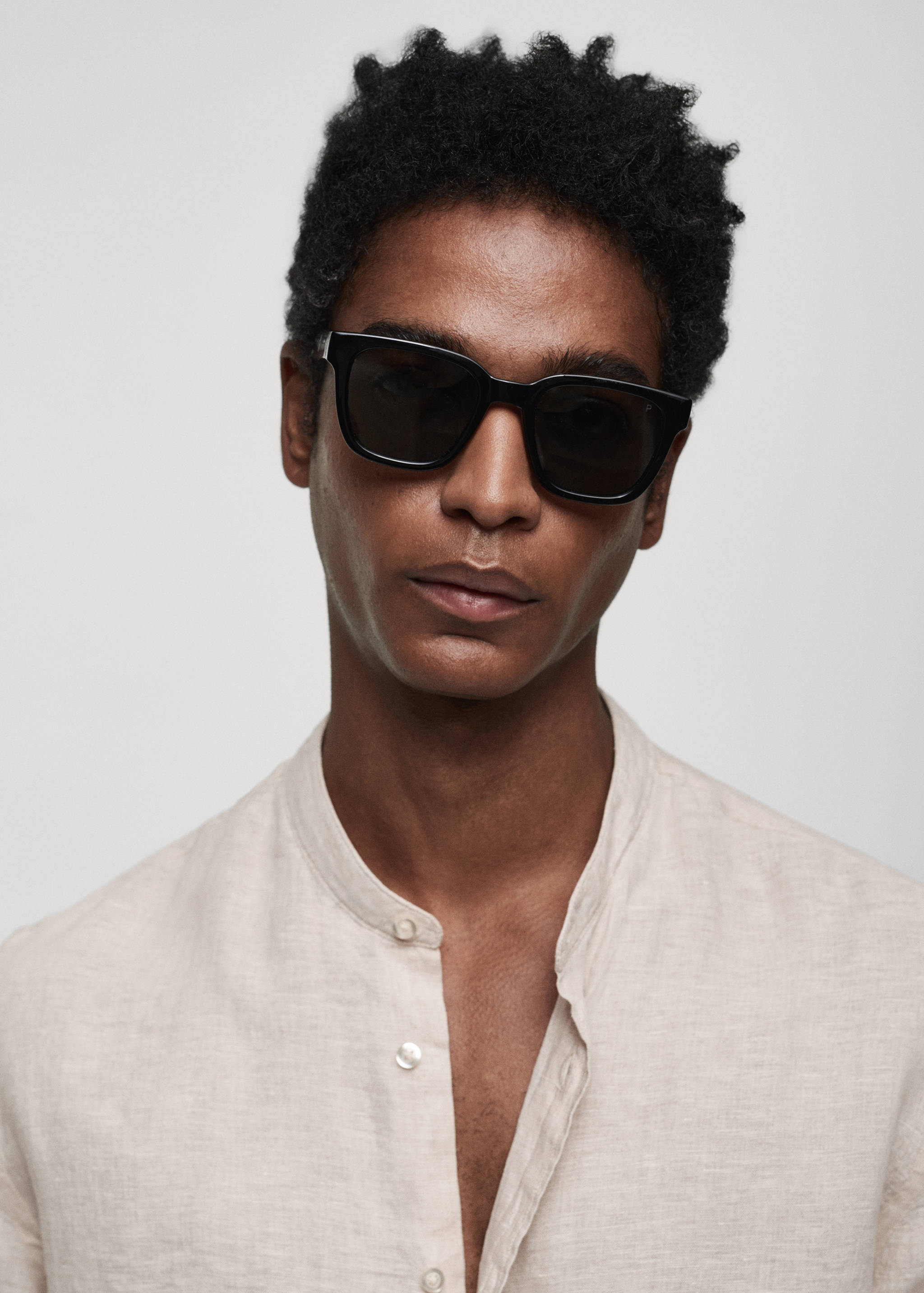 100% linen Mao collar shirt - Details of the article 1