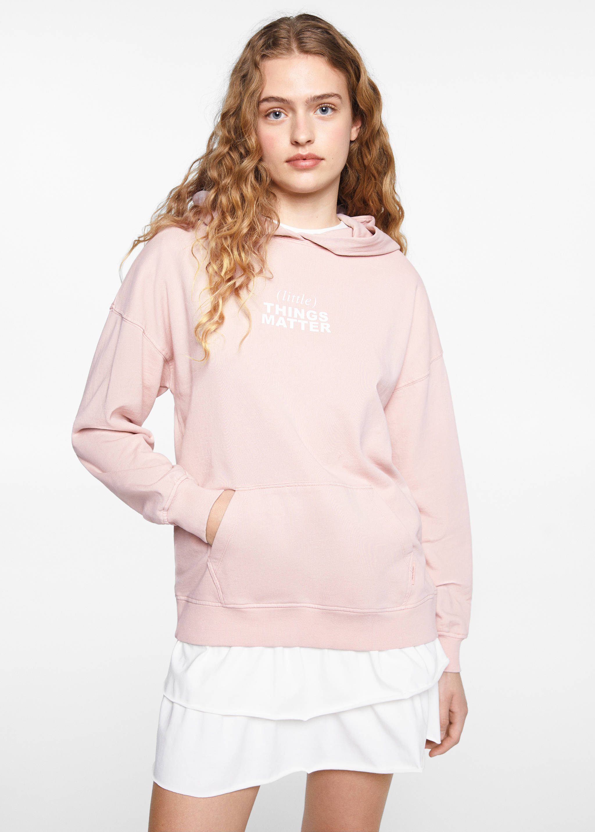 Sweat-shirt capuche message - Plan moyen