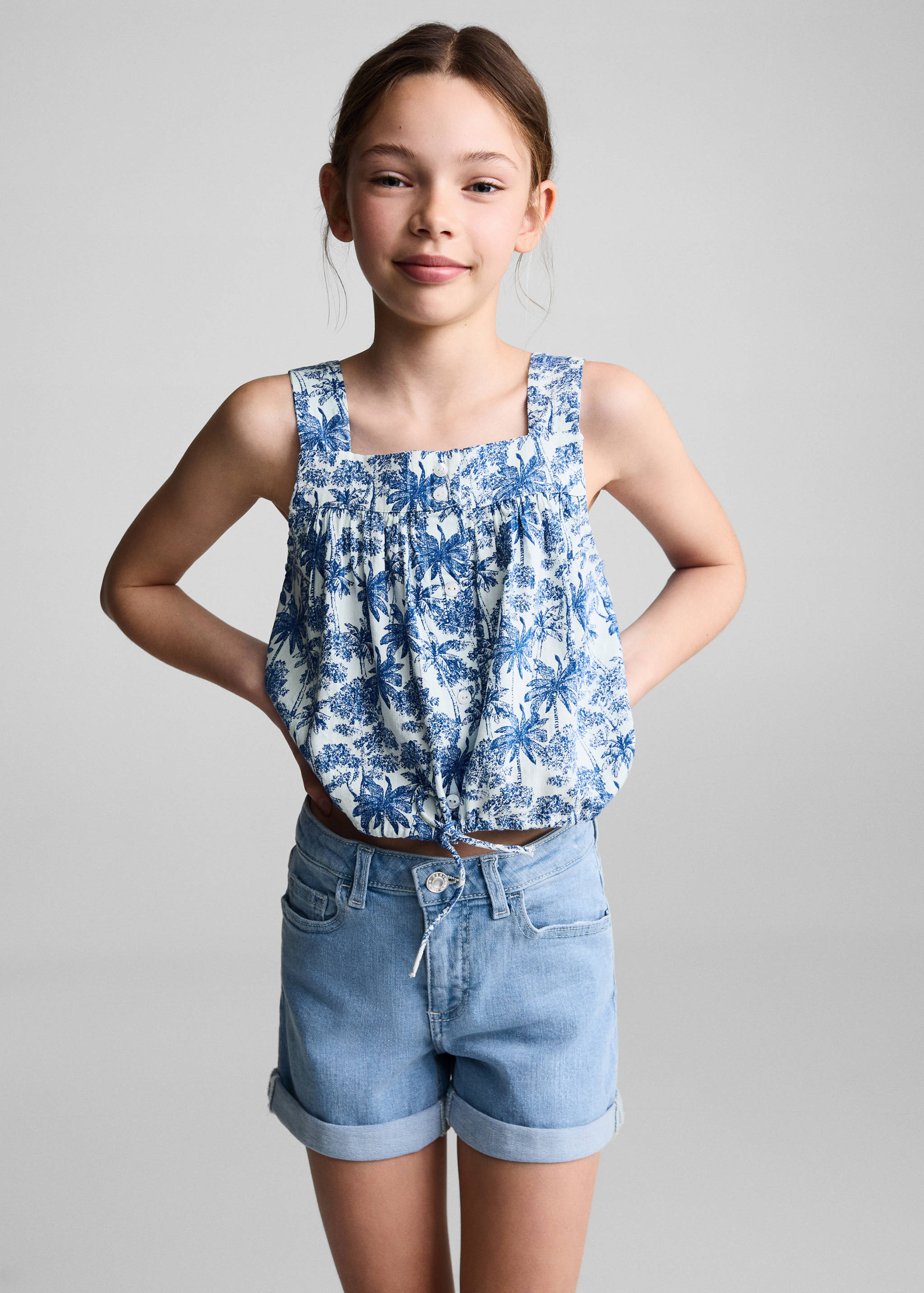 Rolled-up hem denim shorts - Medium plane