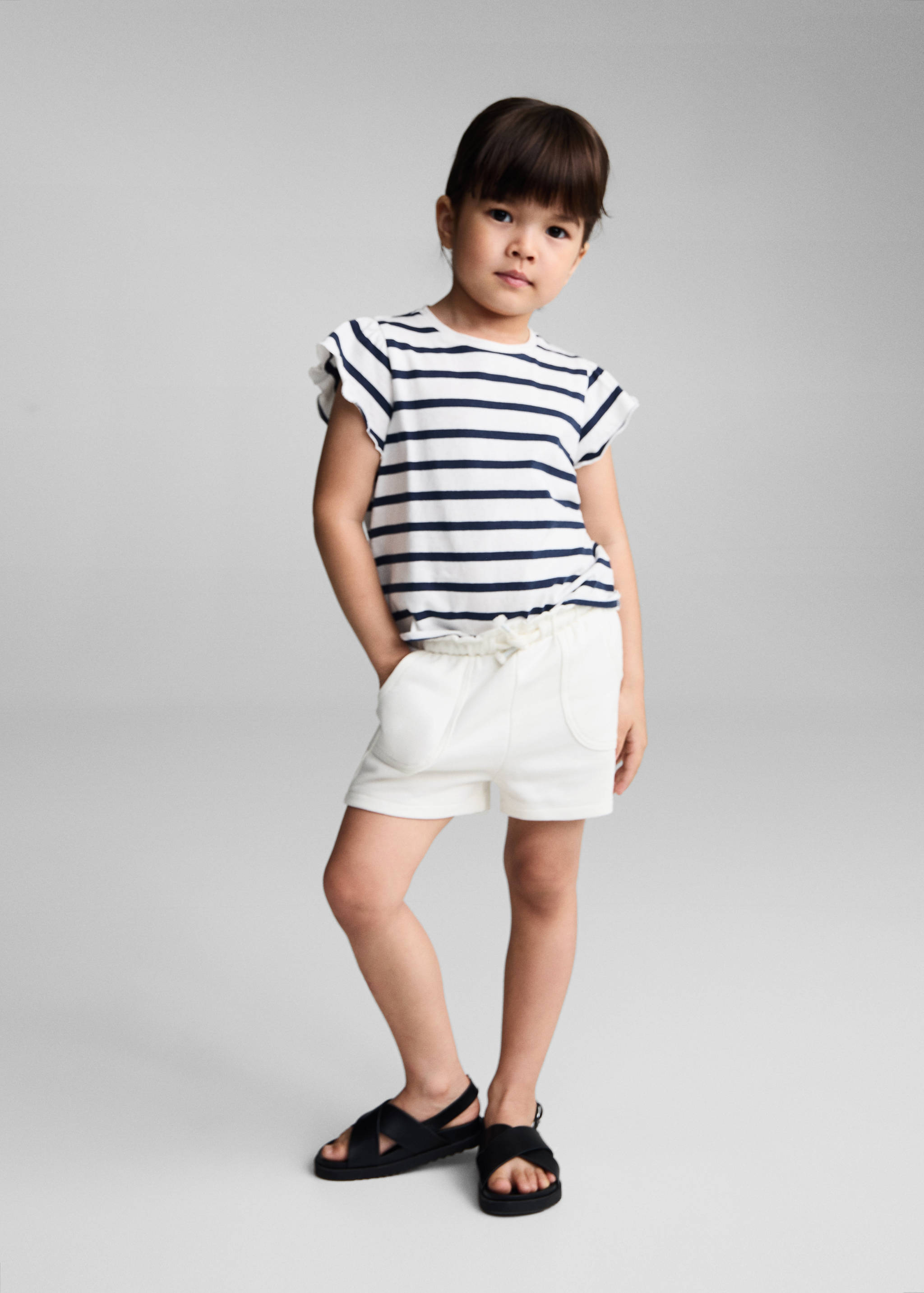 Cotton drawstring waist shorts - General plane