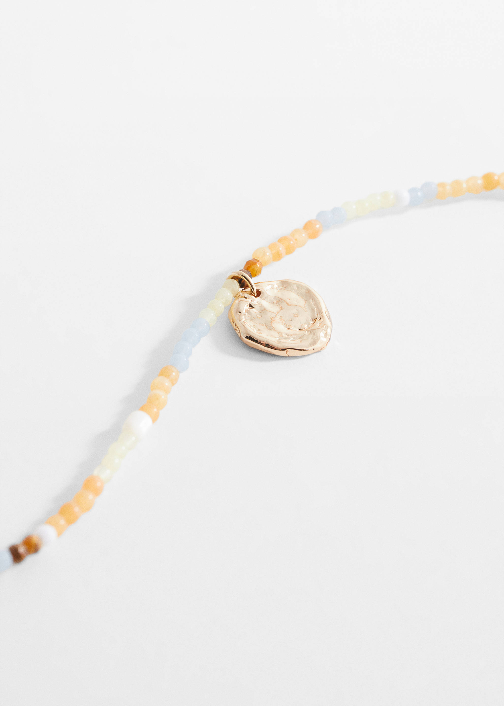 Beaded metal pendant necklace - Medium plane
