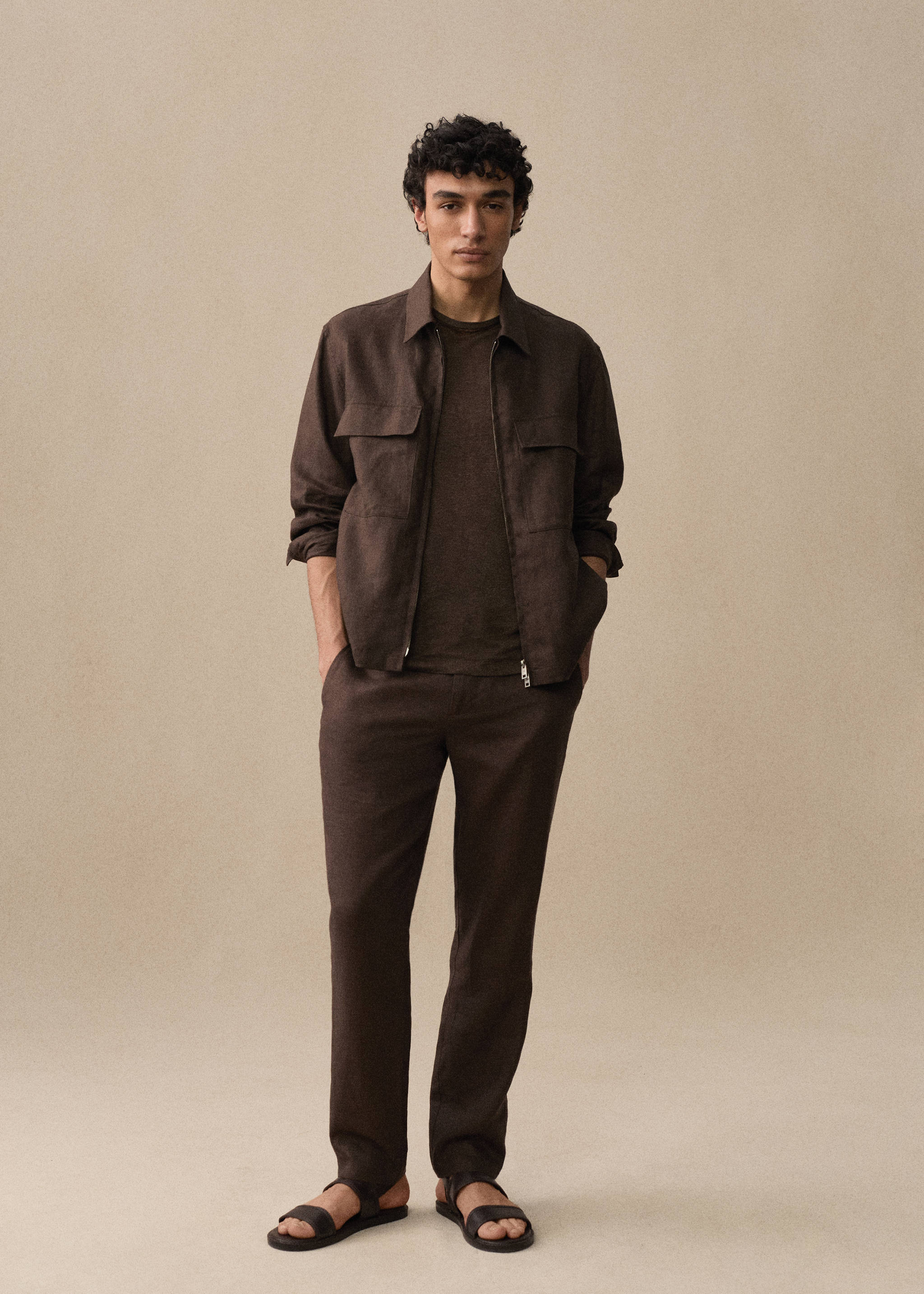 100% linen overshirt with pockets - Details of the article 3