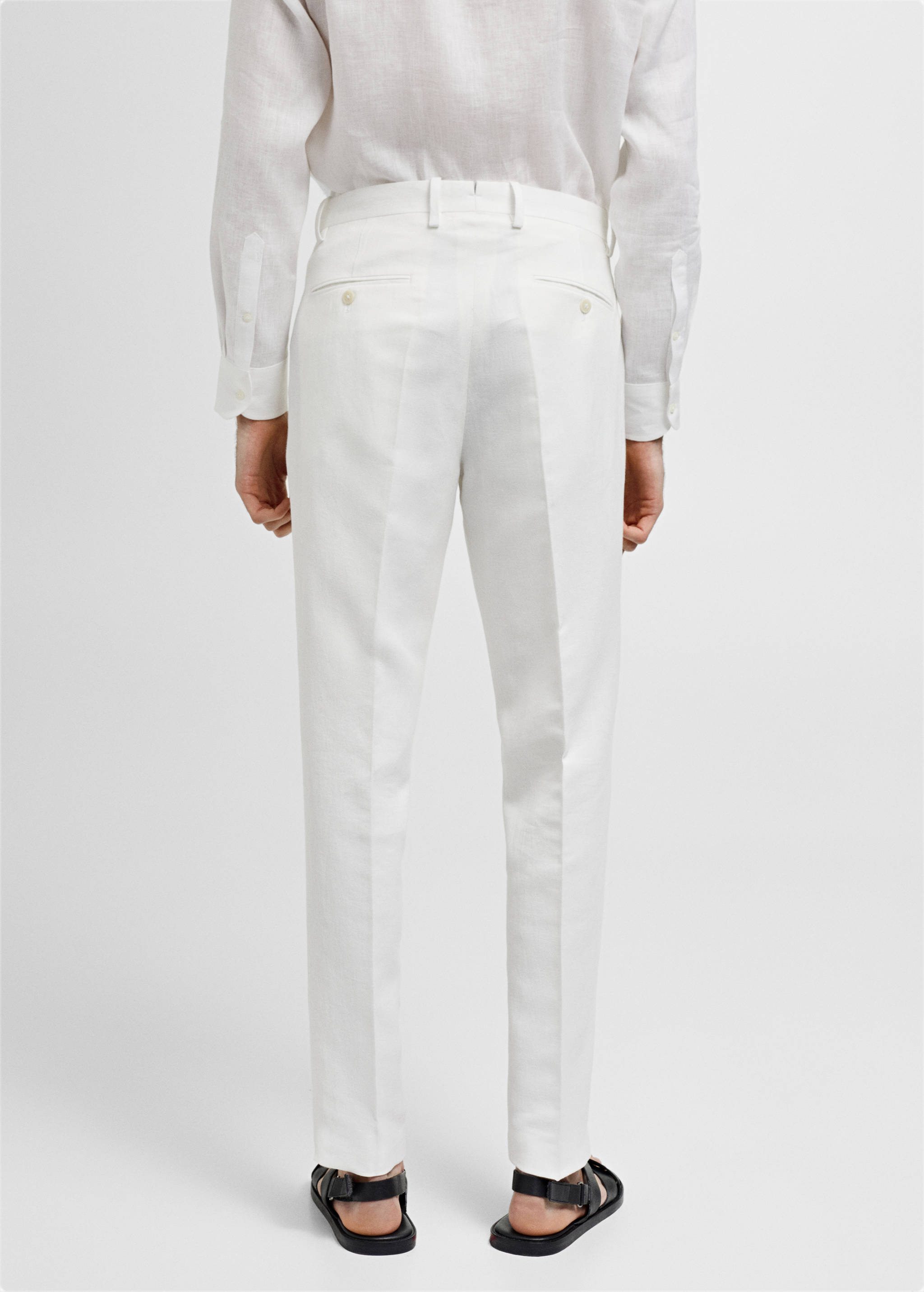 Slim-fit cotton and linen suit trousers - Reverse of the article
