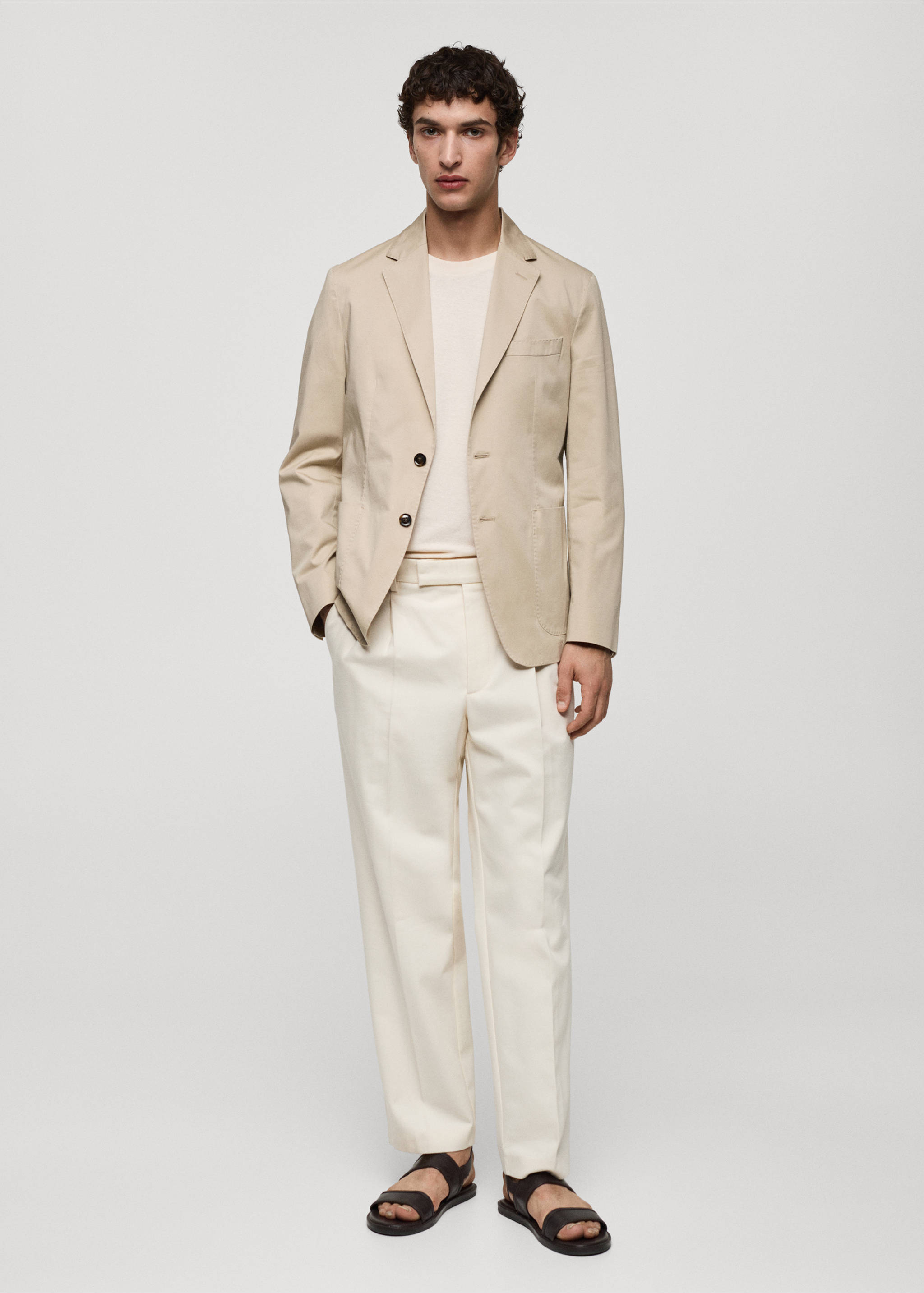 Americana slim fit algodón - Plano general, Beige. Ref: 67036314-00.