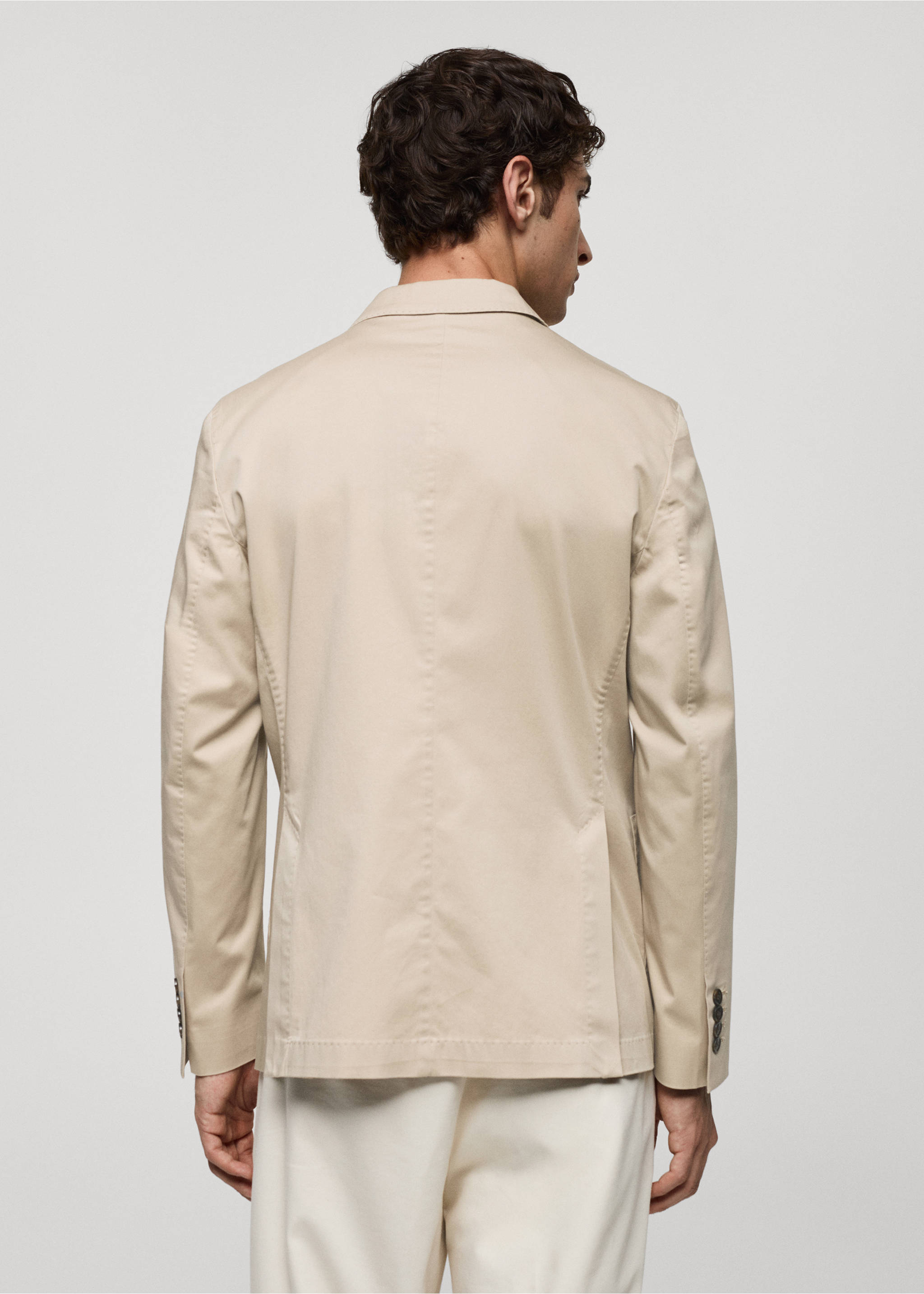 Americana slim fit algodón - Reverso del artículo, Beige. Ref: 67036314-00.