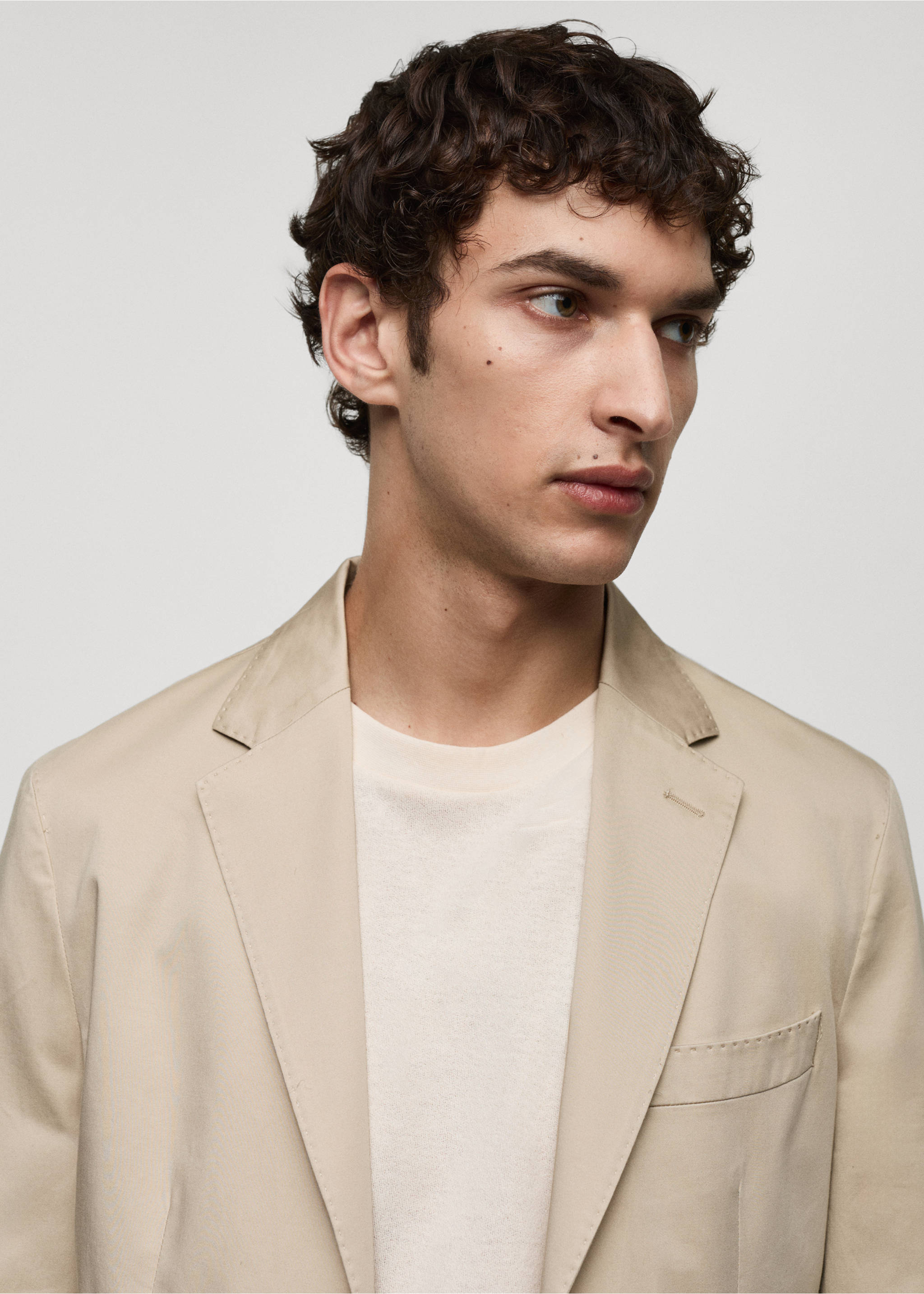 Americana slim fit algodón - Detalle del artículo 1, Beige. Ref: 67036314-00.