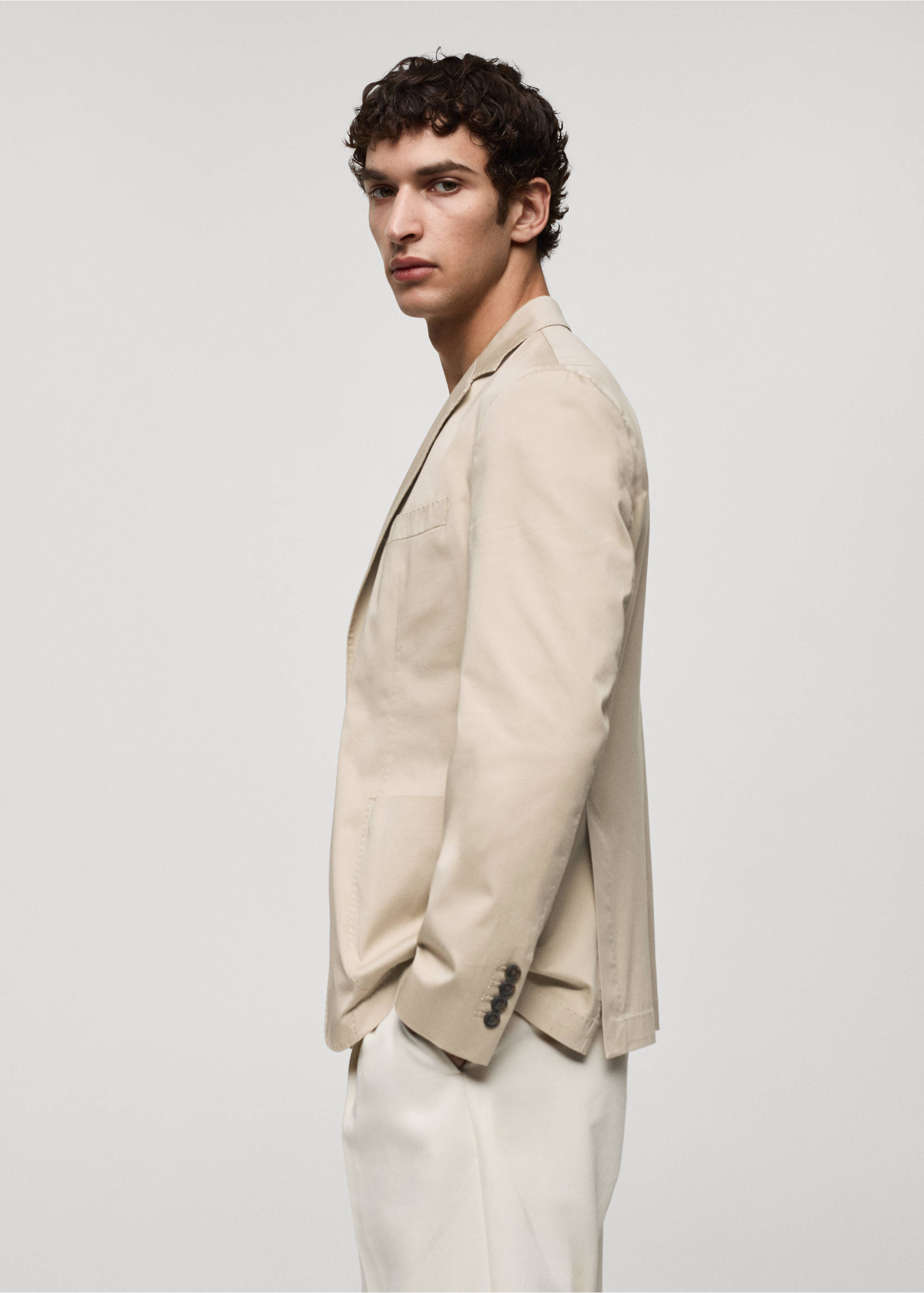 Americana slim fit algodón - Detalle del artículo 2, Beige. Ref: 67036314-00.
