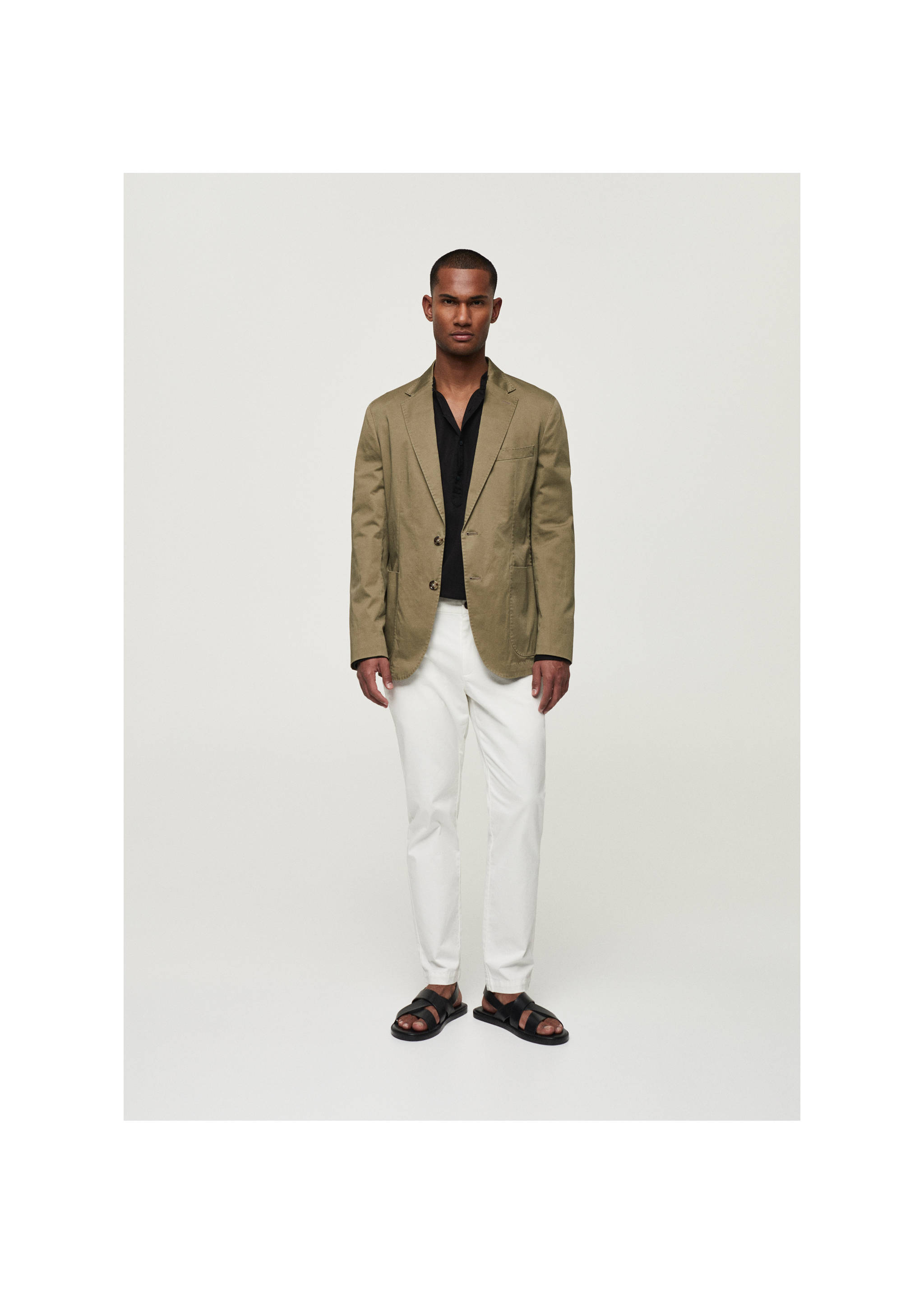 Americana slim fit algodón - Plano general, Khaki. Ref: 67036314-00.