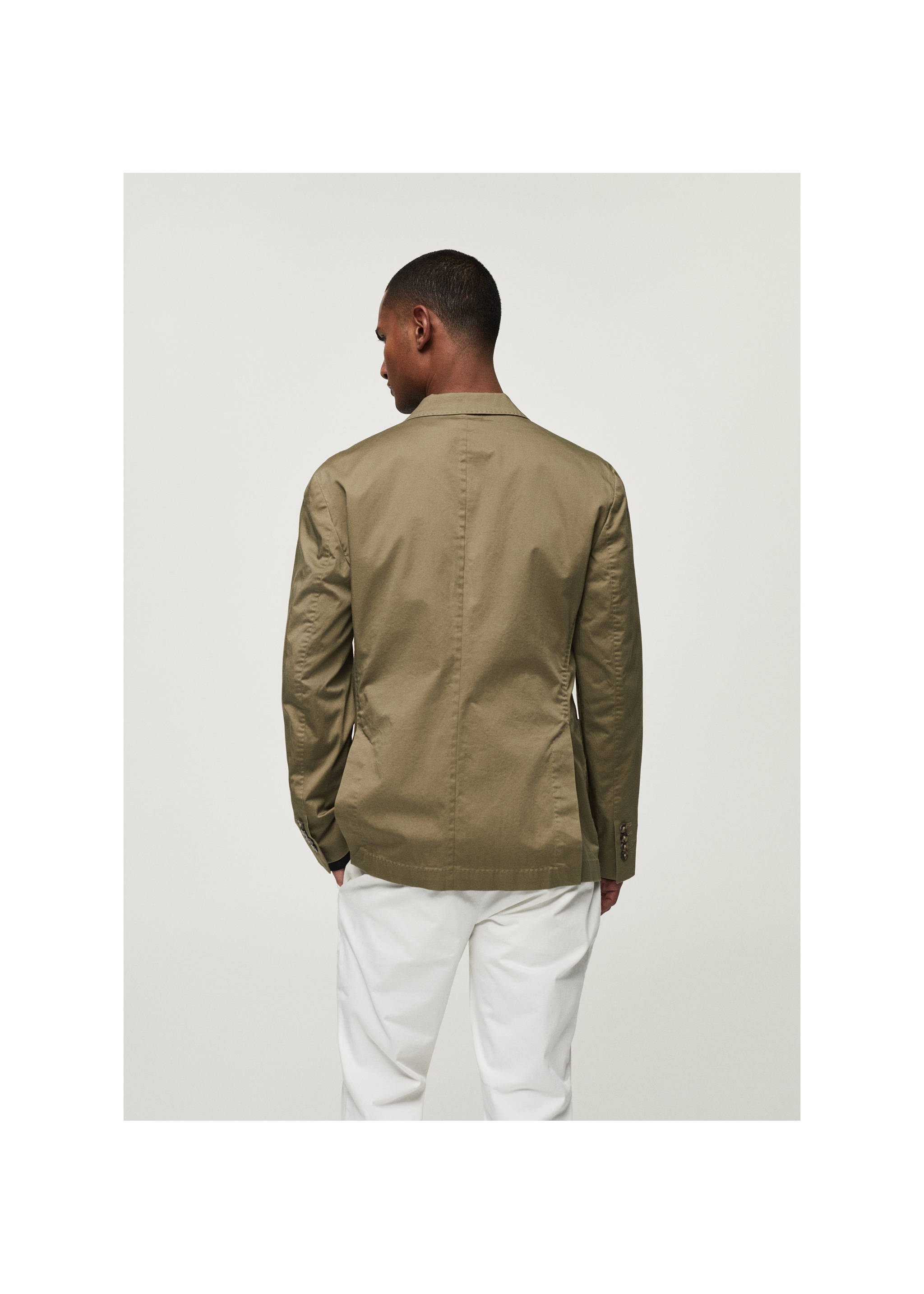 Americana slim fit algodón - Reverso del artículo, Khaki. Ref: 67036314-00.