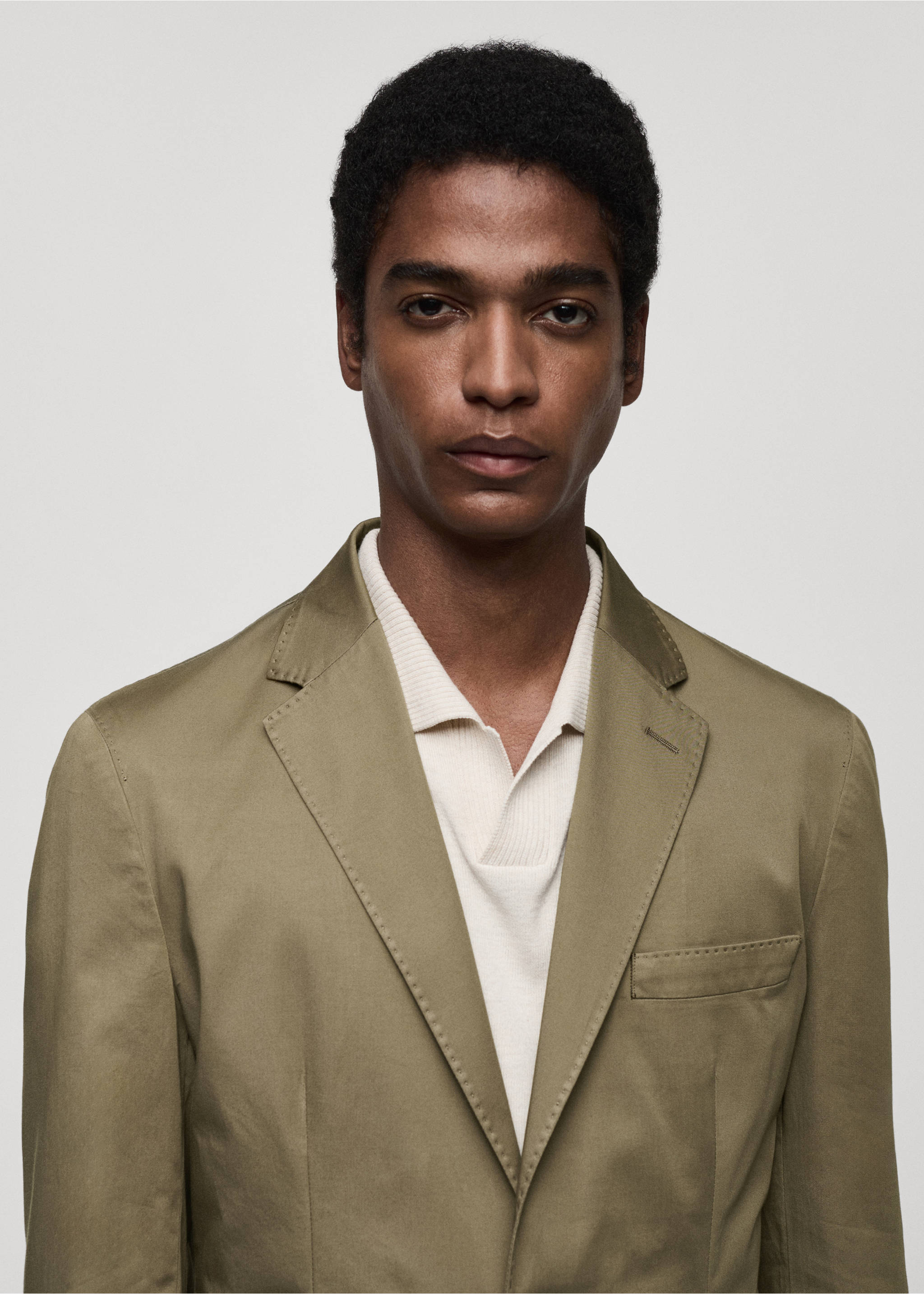 Americana slim fit algodón - Detalle del artículo 1, Khaki. Ref: 67036314-00.