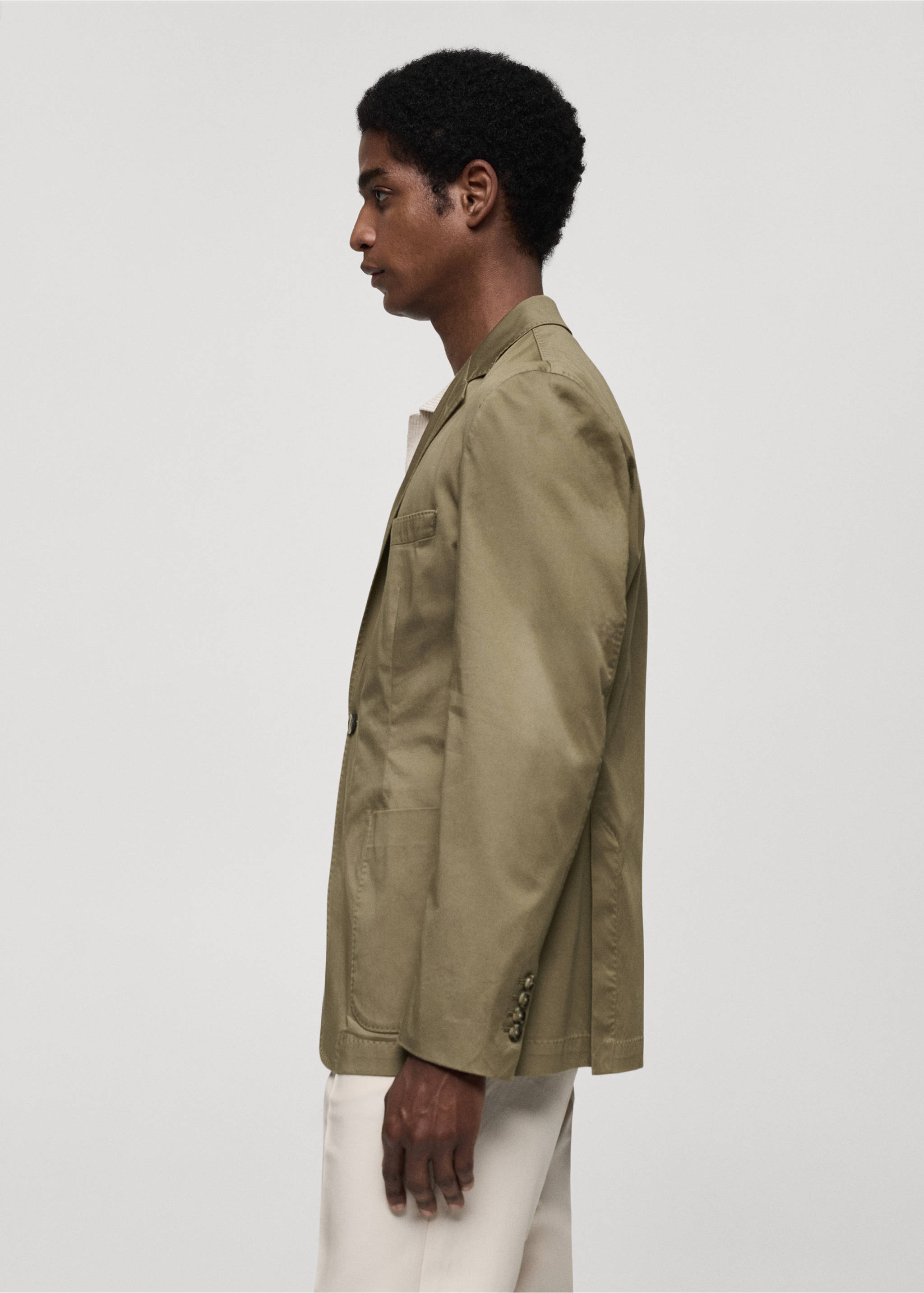 Americana slim fit algodón - Detalle del artículo 2, Khaki. Ref: 67036314-00.