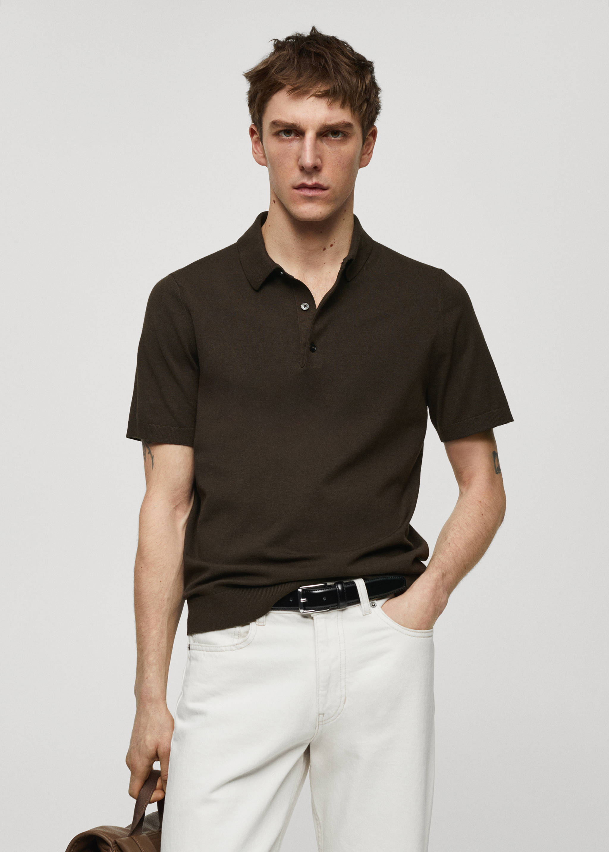 Fine-knit polo shirt - Medium plane