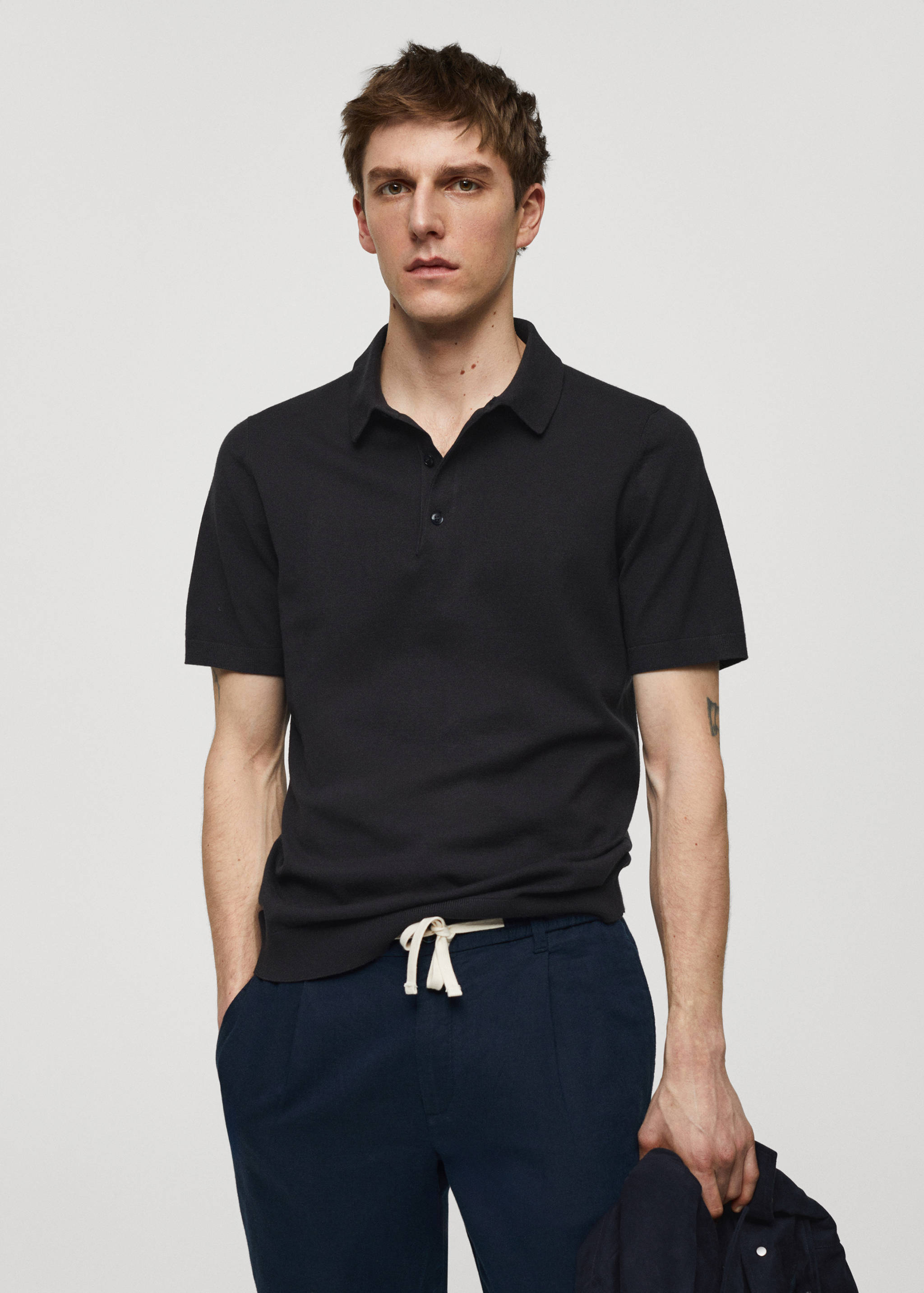 Fine-knit polo shirt - Medium plane
