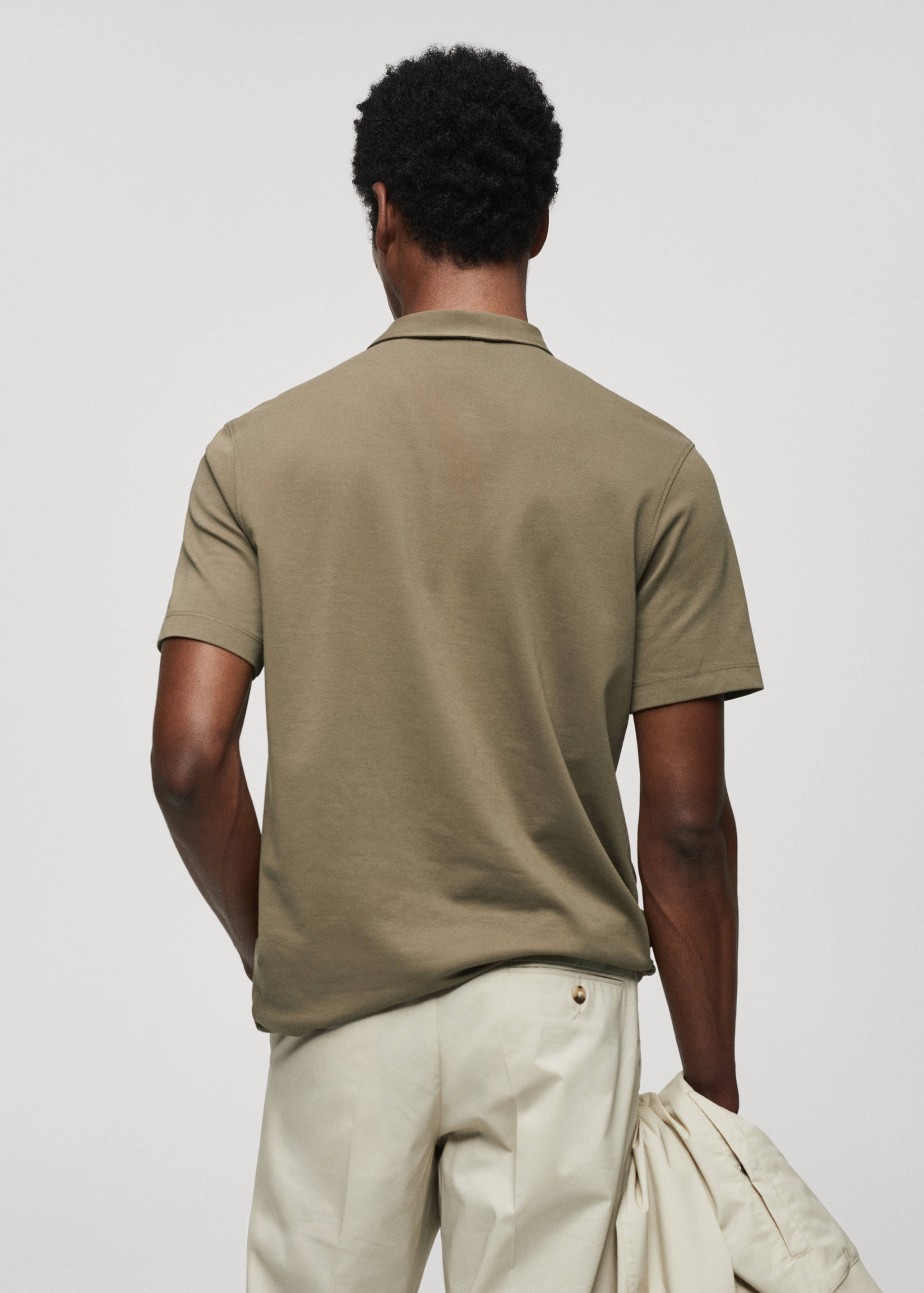 Slim-fit cotton piqué textured polo shirt - Reverse of the article