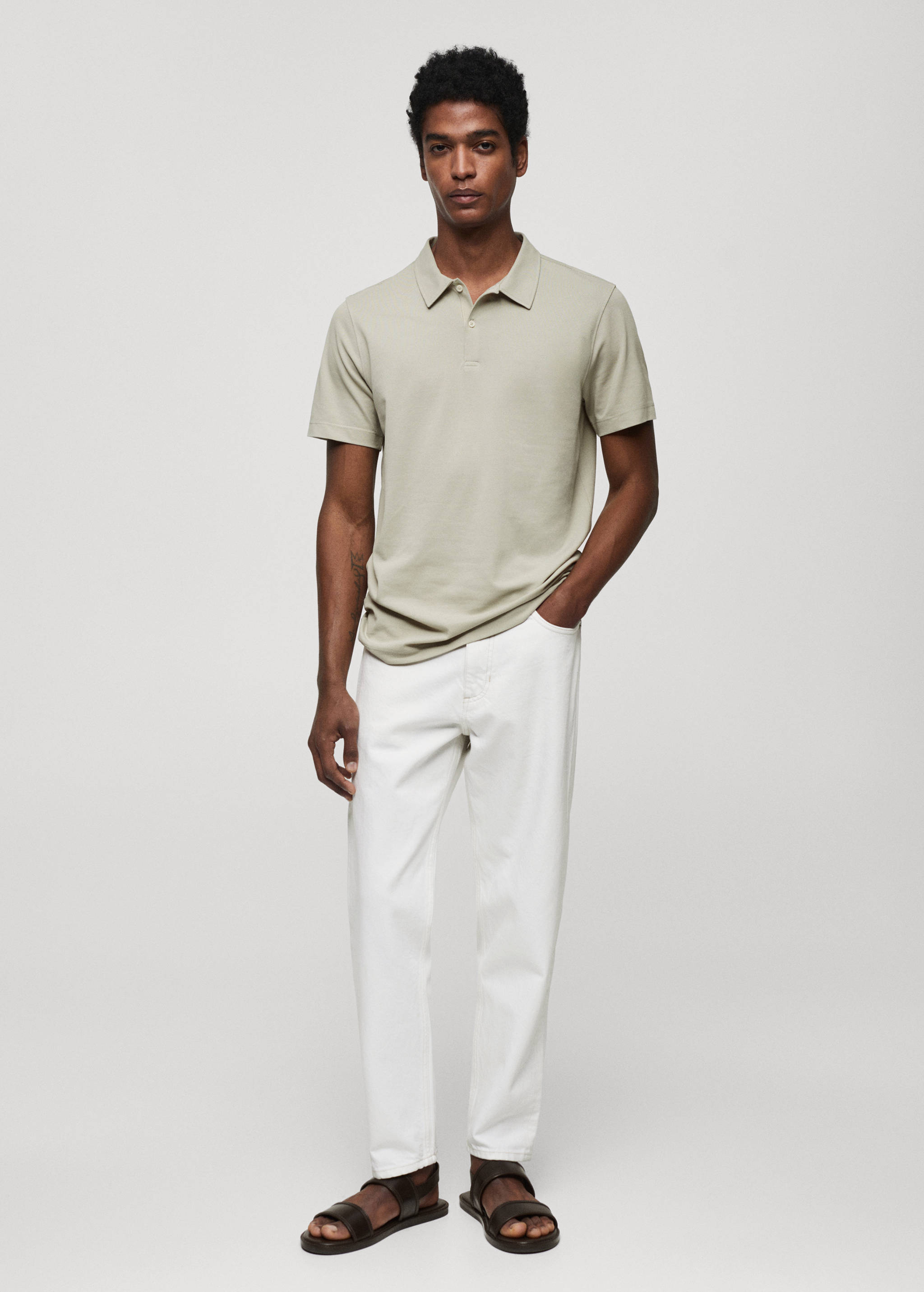 Polo slim-fit piqué de coton texturé - Plan général