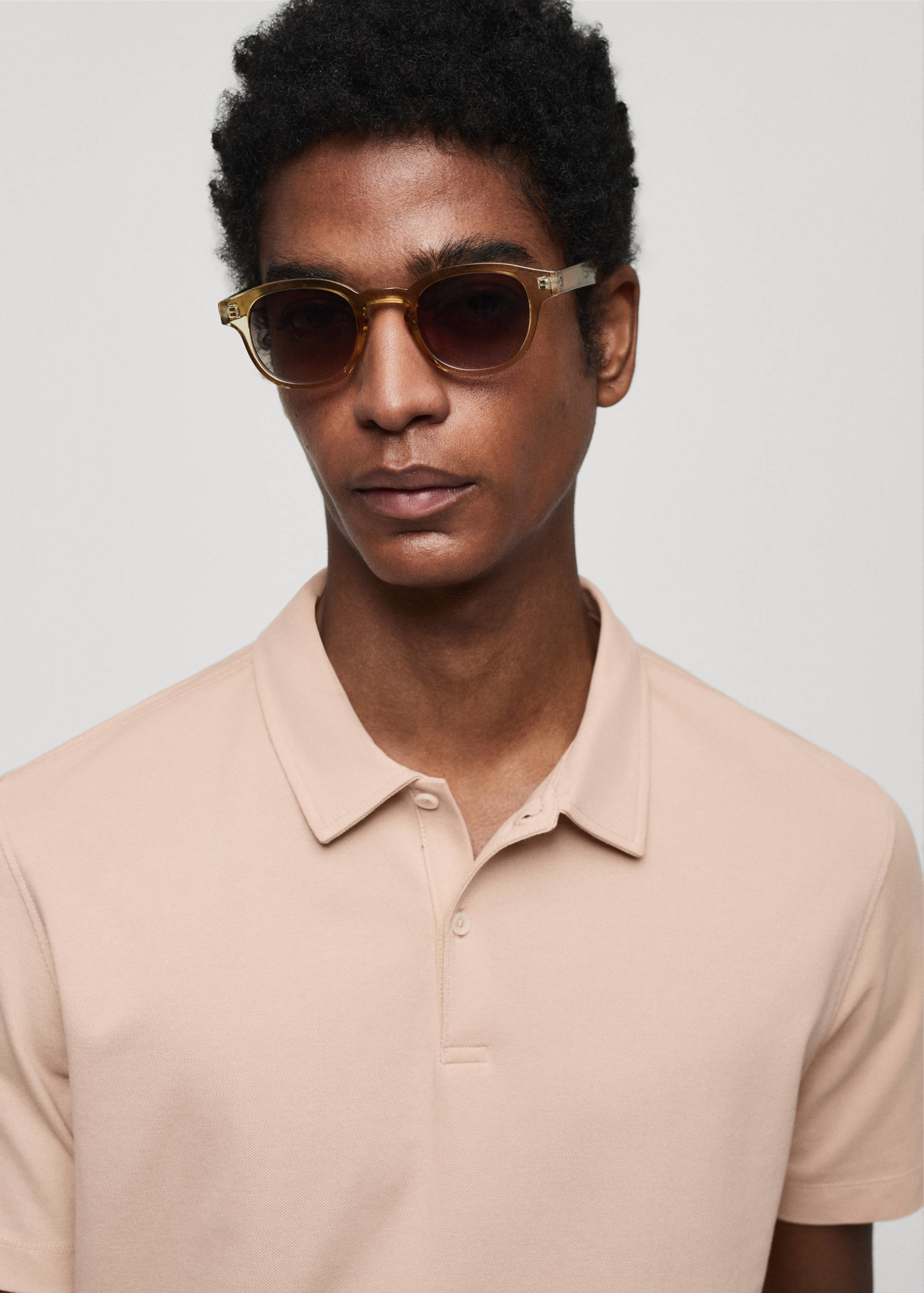 Slim-fit cotton piqué textured polo shirt - Details of the article 1