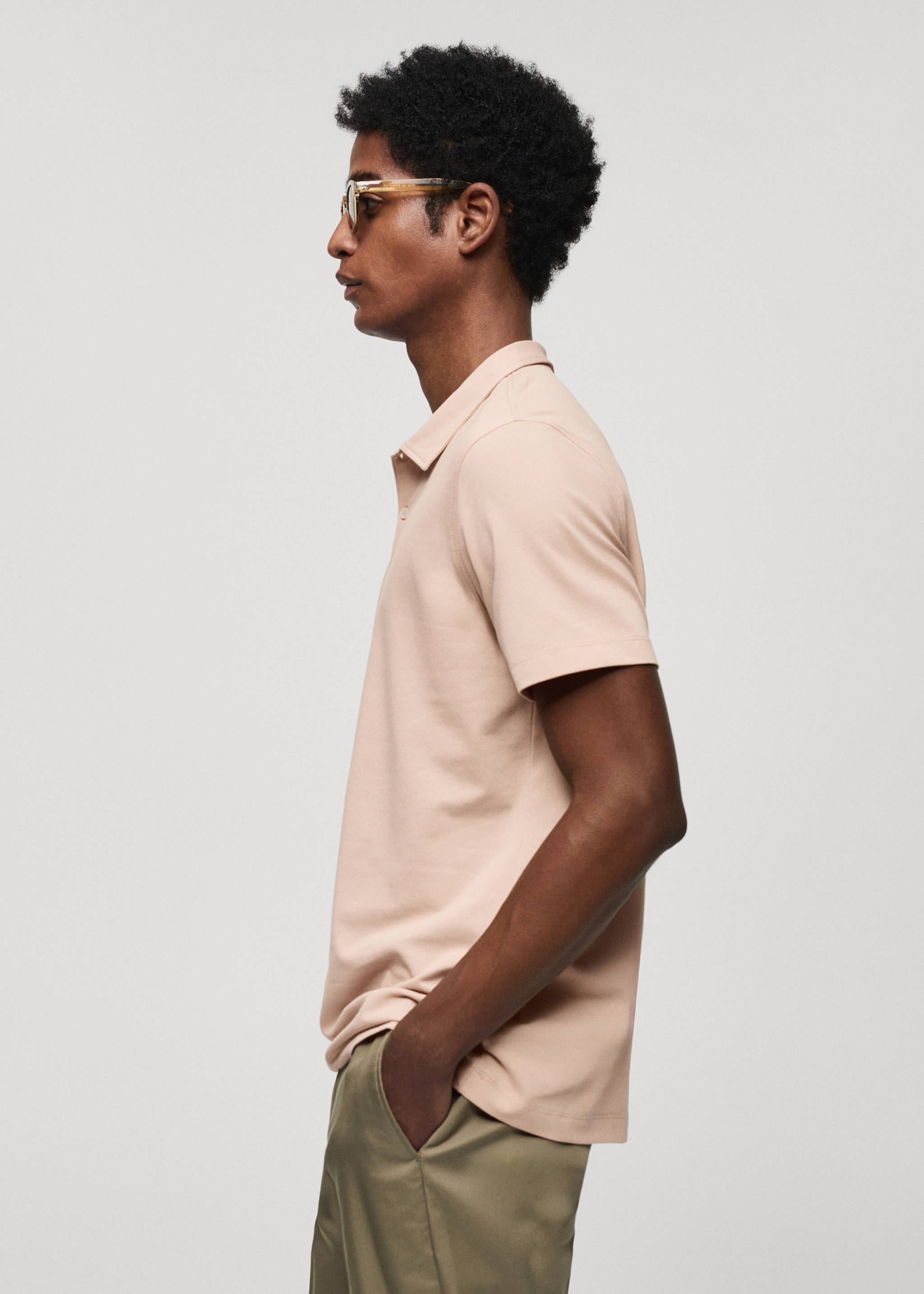 Slim-fit cotton piqué textured polo shirt - Details of the article 2