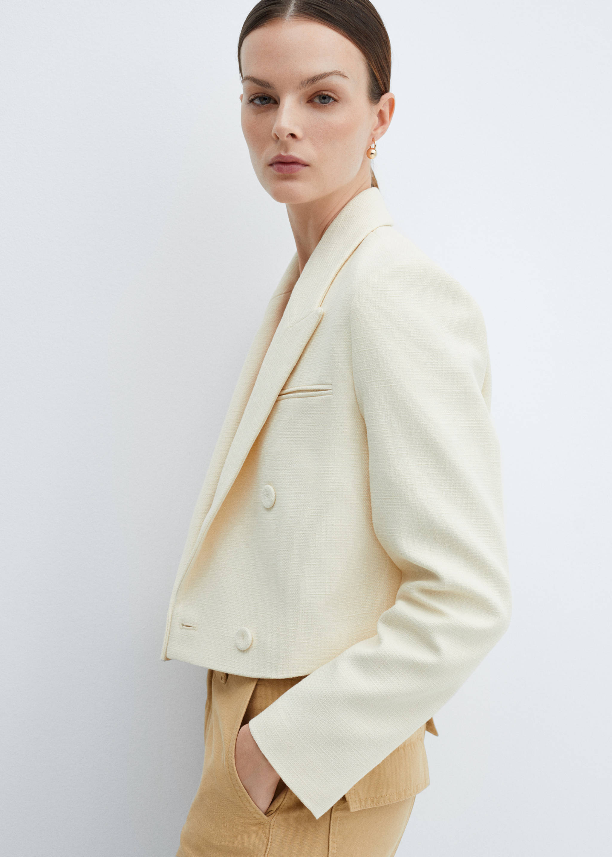 Double-breasted cropped jacket - Medium plane