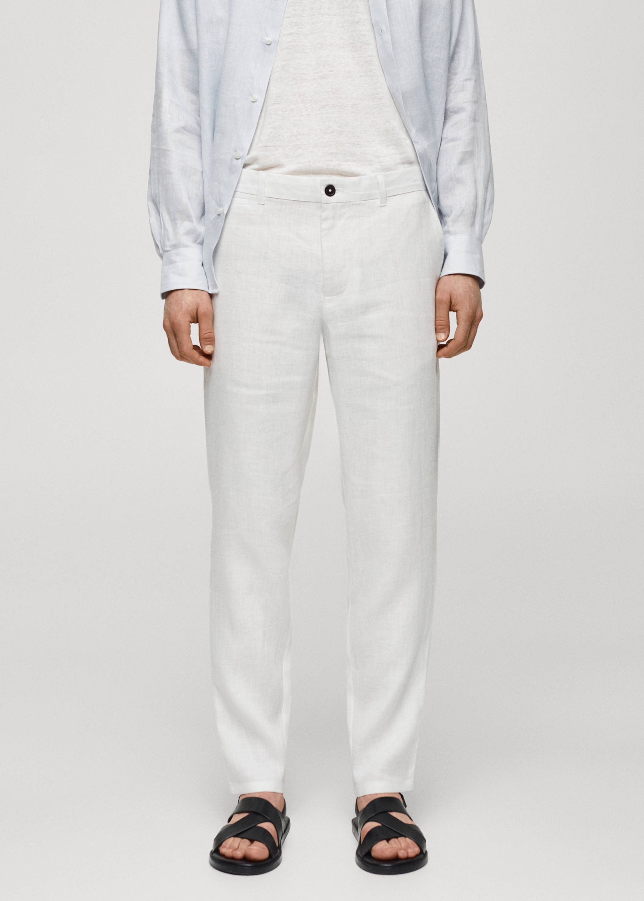 Slim Fit-Hose aus 100 % Leinen - Mittlere Ansicht