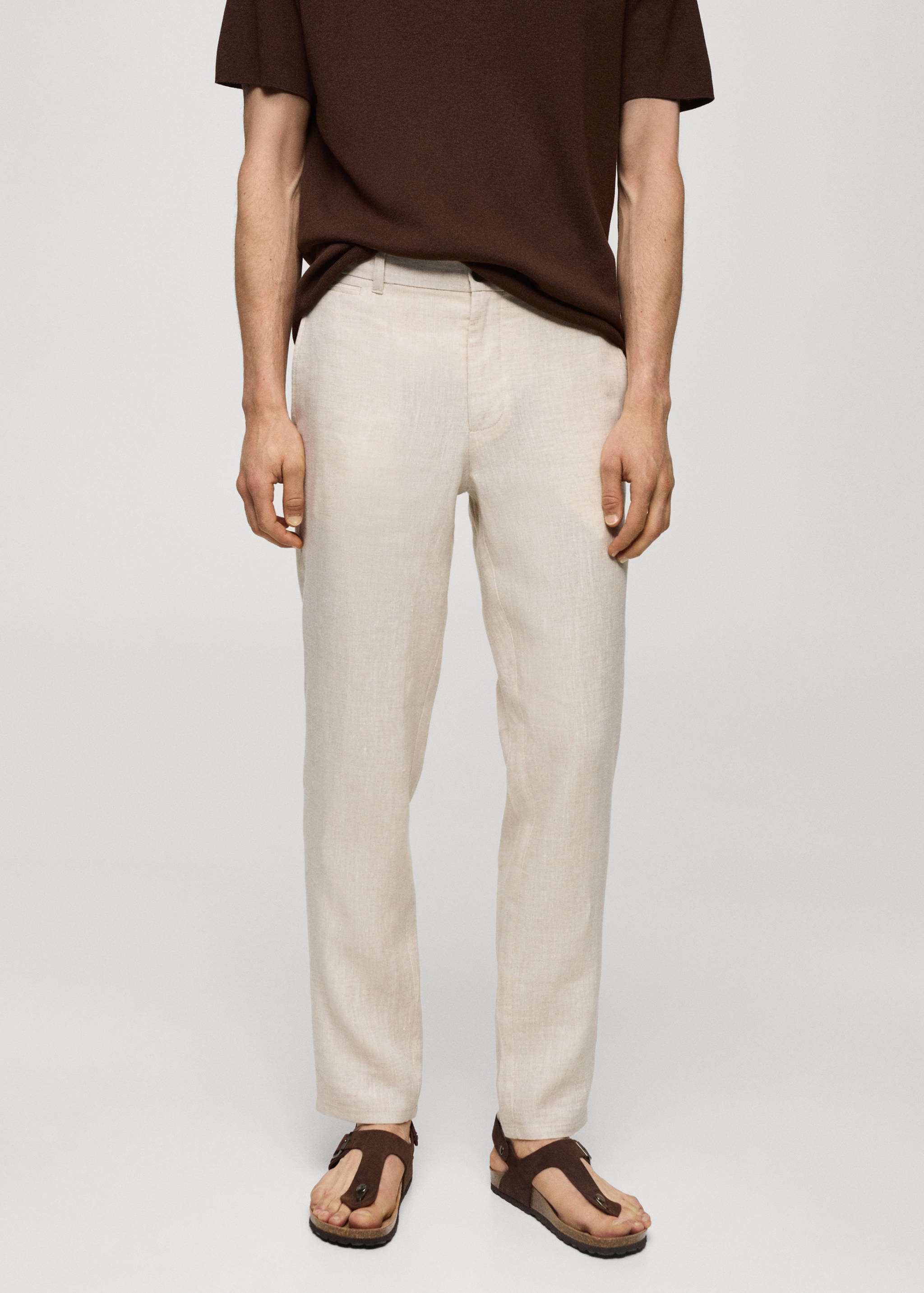 Slim Fit-Hose aus 100 % Leinen - Mittlere Ansicht