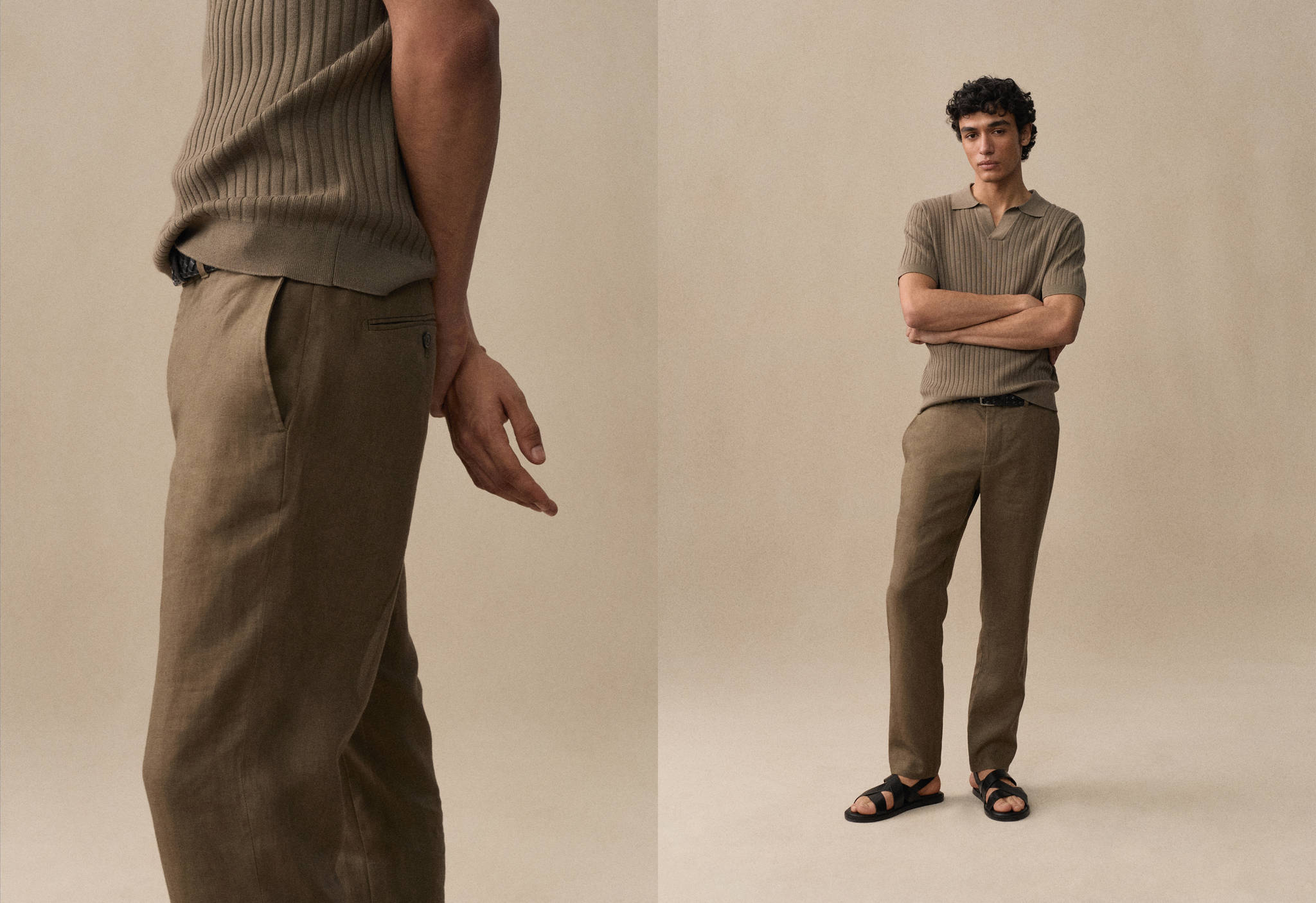 Slim Fit-Hose aus 100 % Leinen - Panoramaansicht