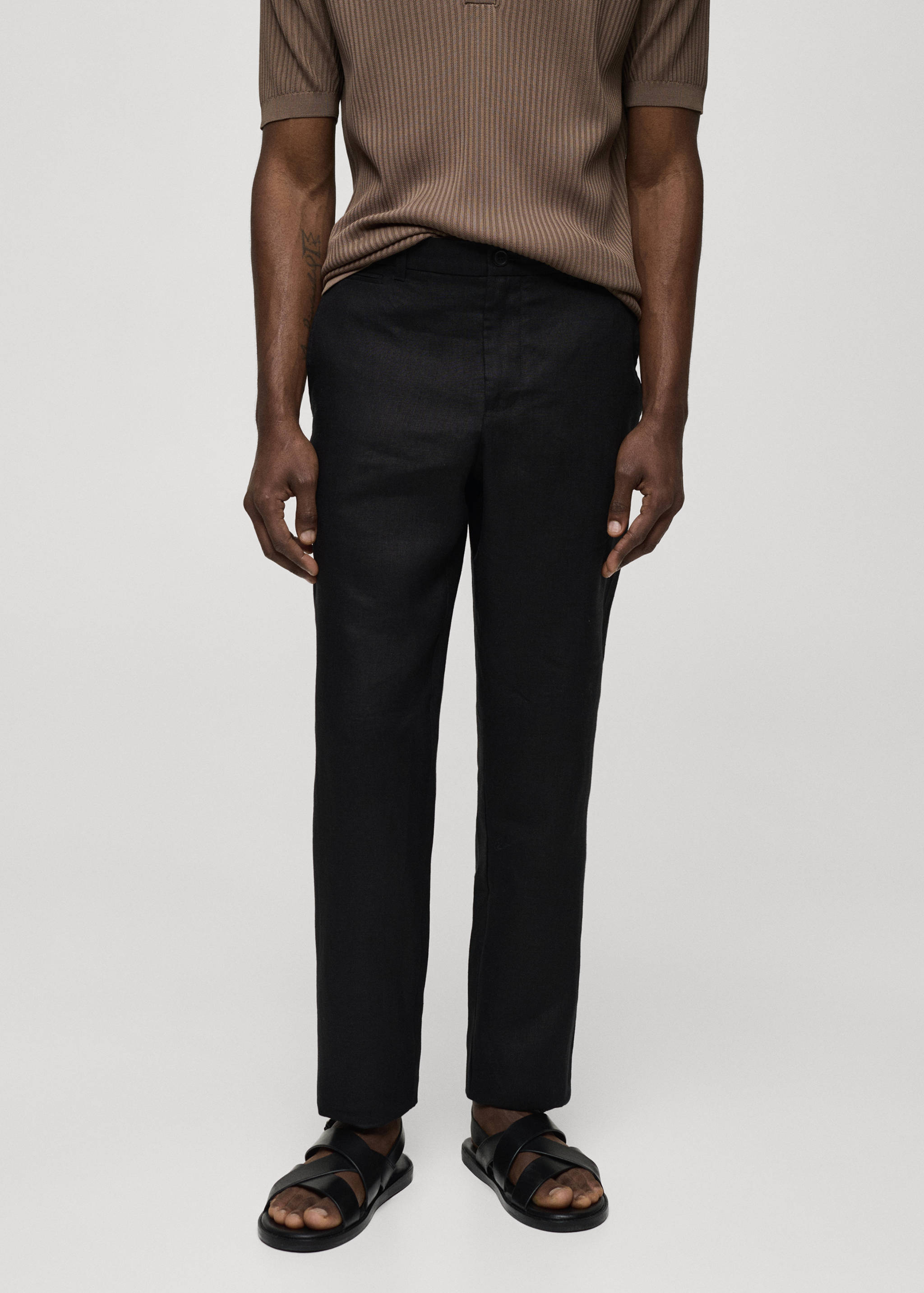 Slim Fit-Hose aus 100 % Leinen - Mittlere Ansicht