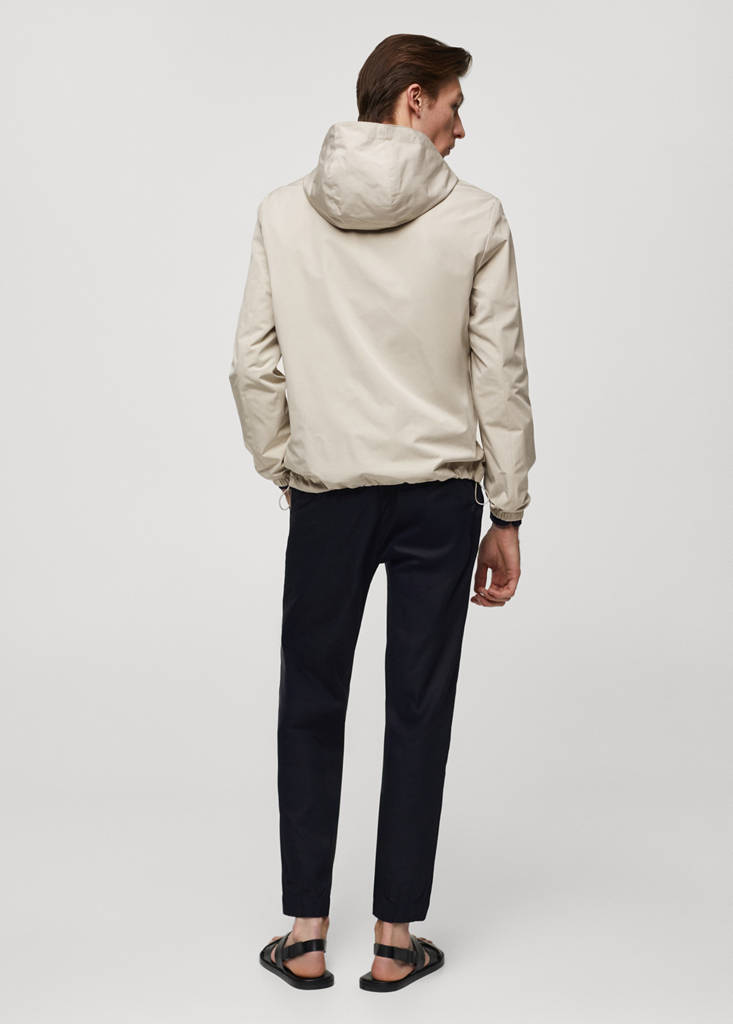 Hooded zip-up jacket — Ecru