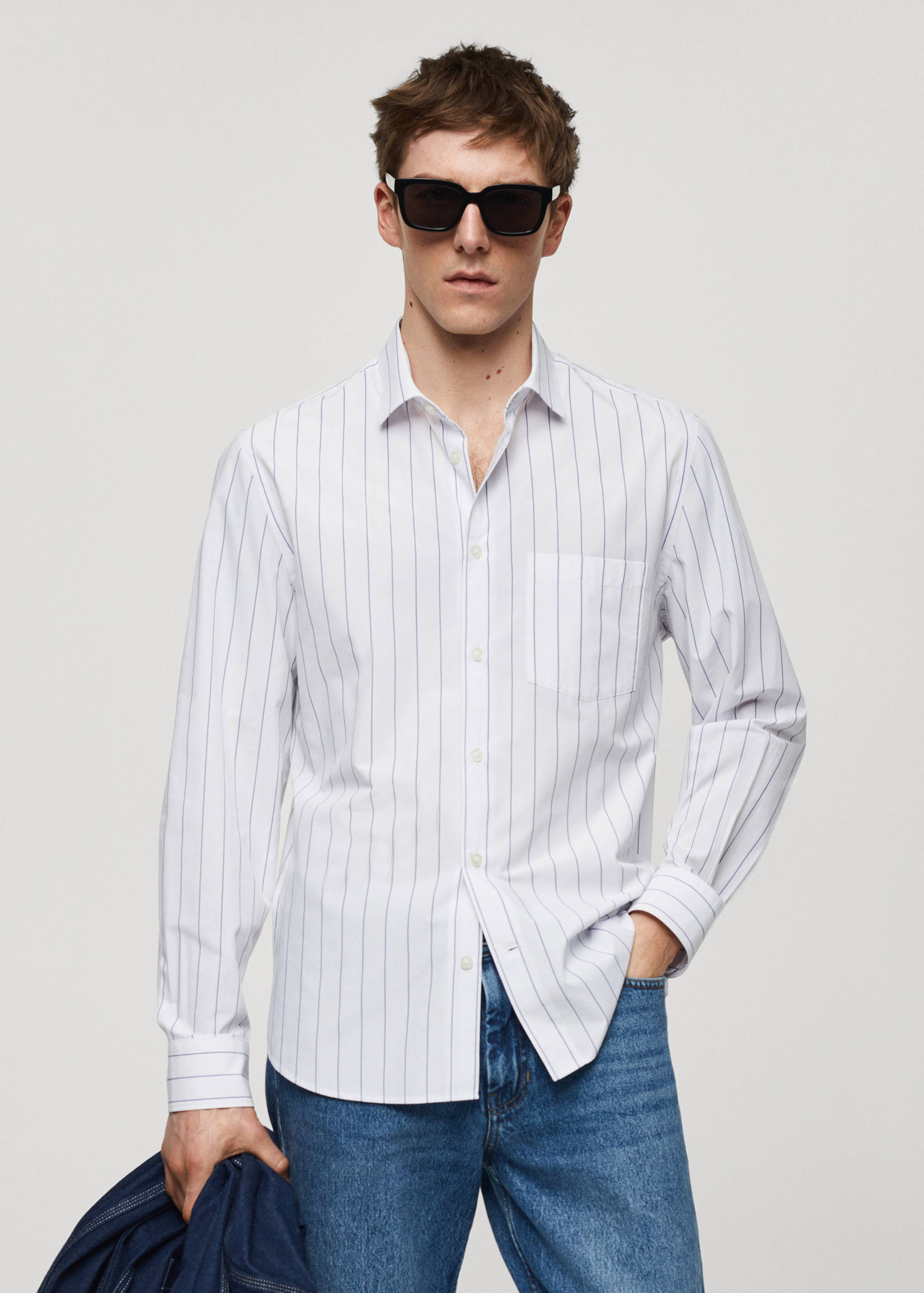 Cămașă classic fit cu dungi - Plan mediu