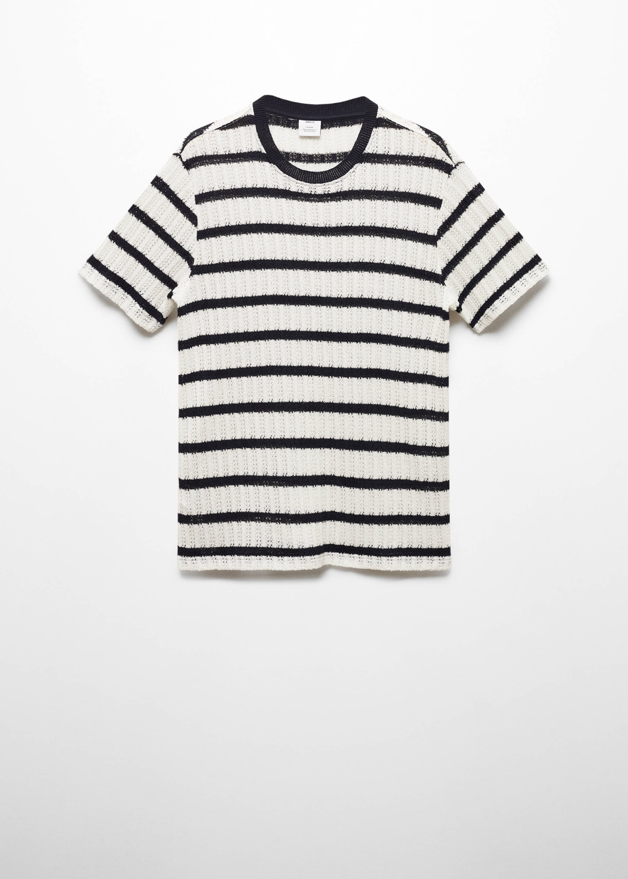 Gestreiftes Regular Fit-T-Shirt mit Lochmuster - Artikel ohne Model