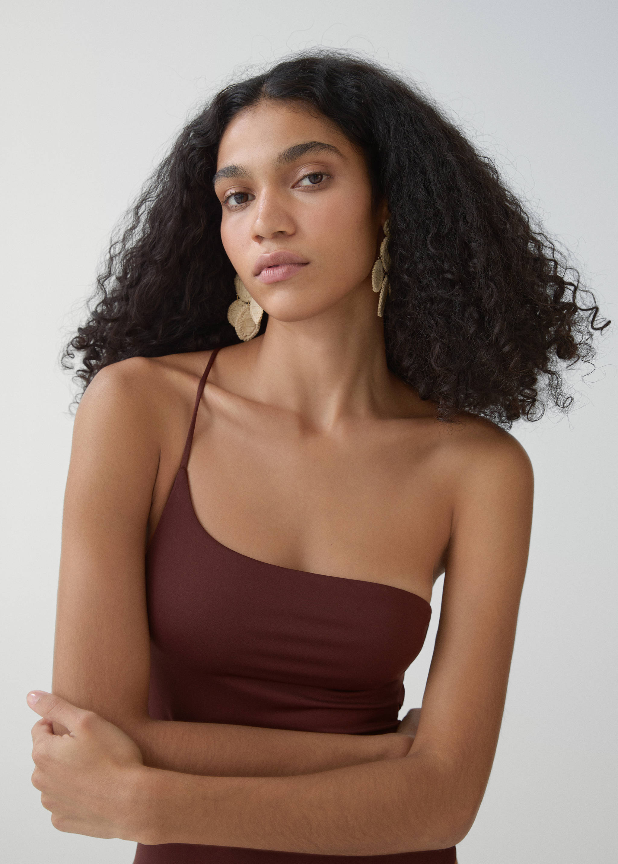 Asymmetrical swimming costume with beads - Details of the article 1