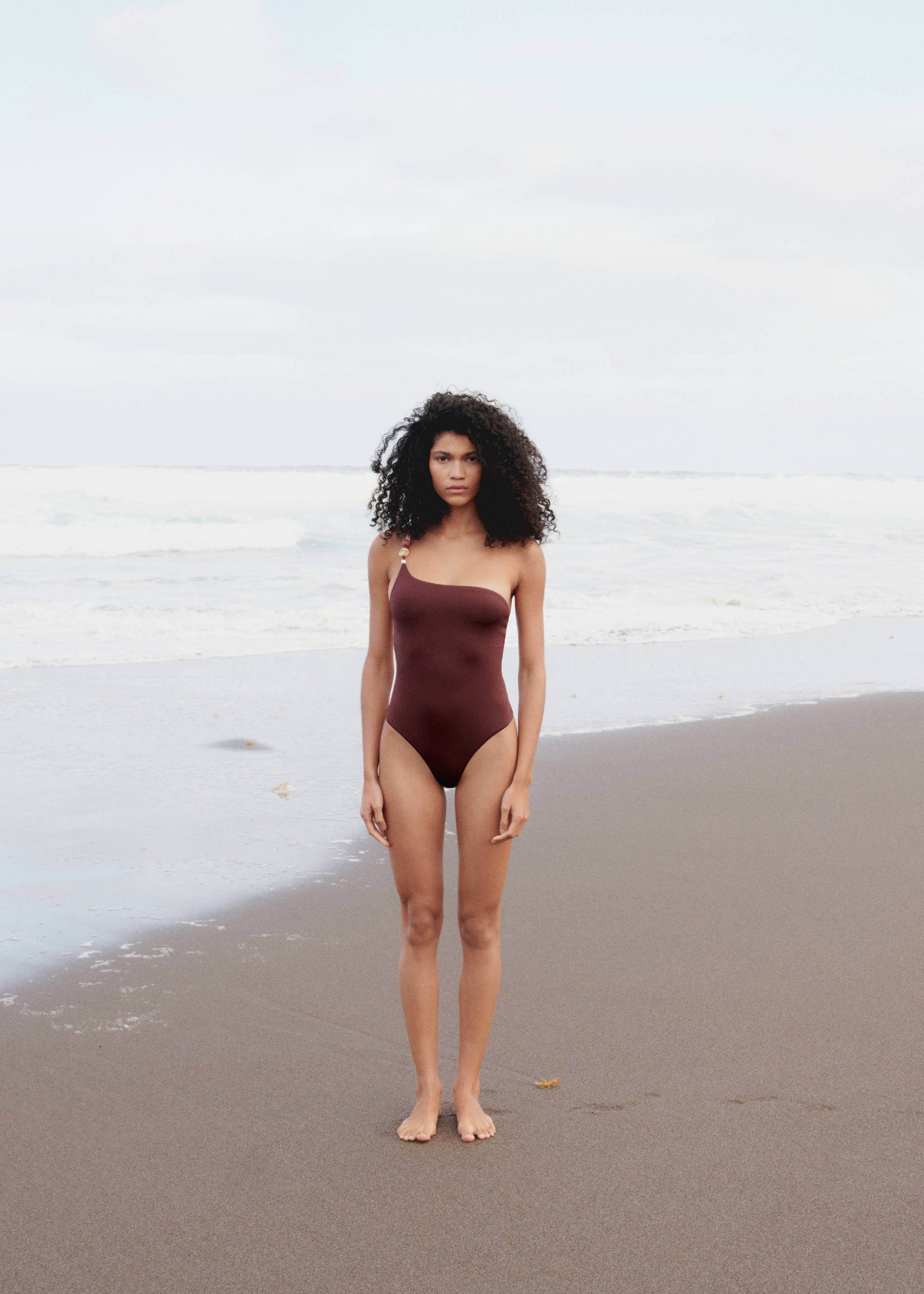 Asymmetrical swimming costume with beads - Details of the article 7