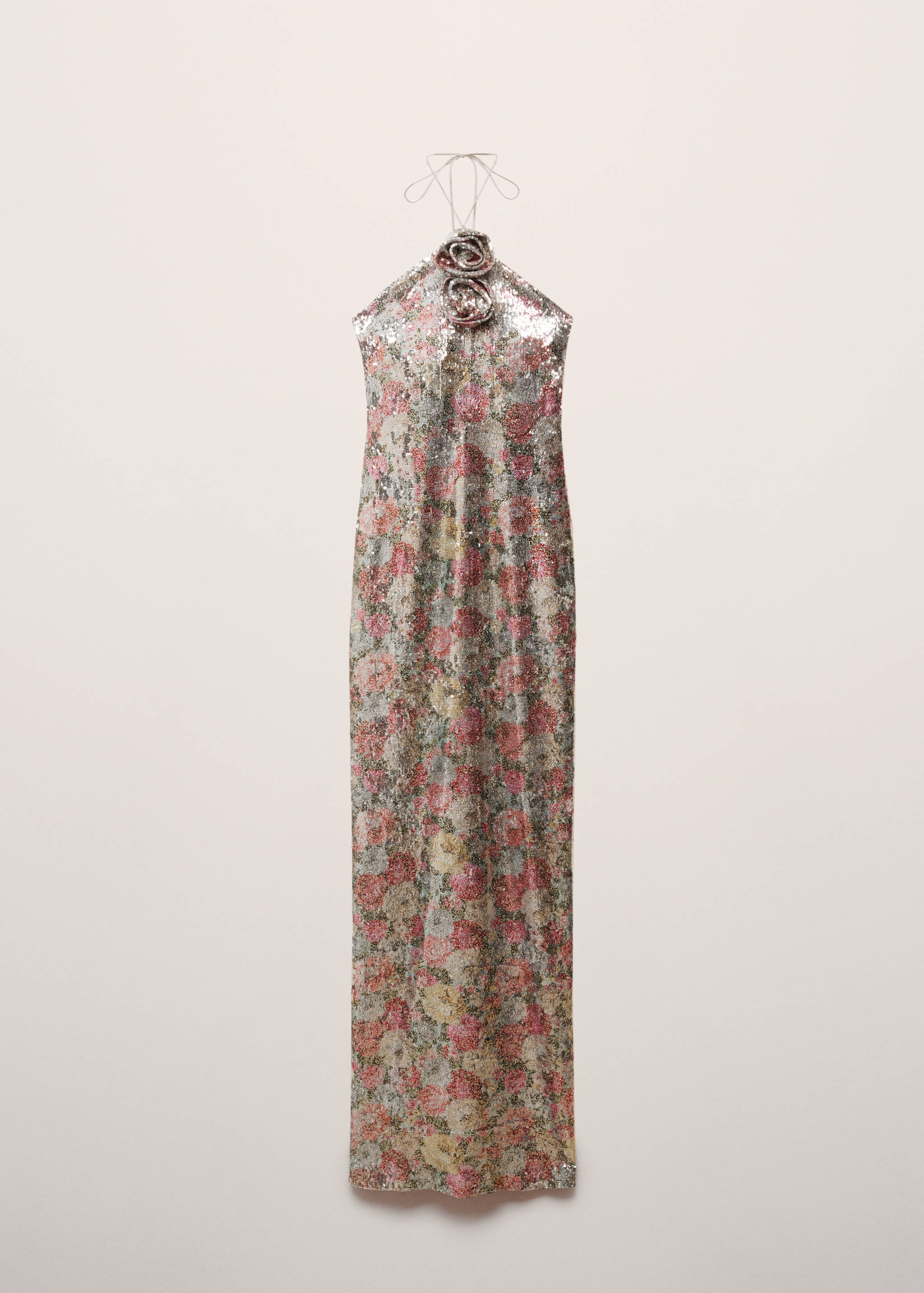 Sequinned halter-neck floral dress - Article without model