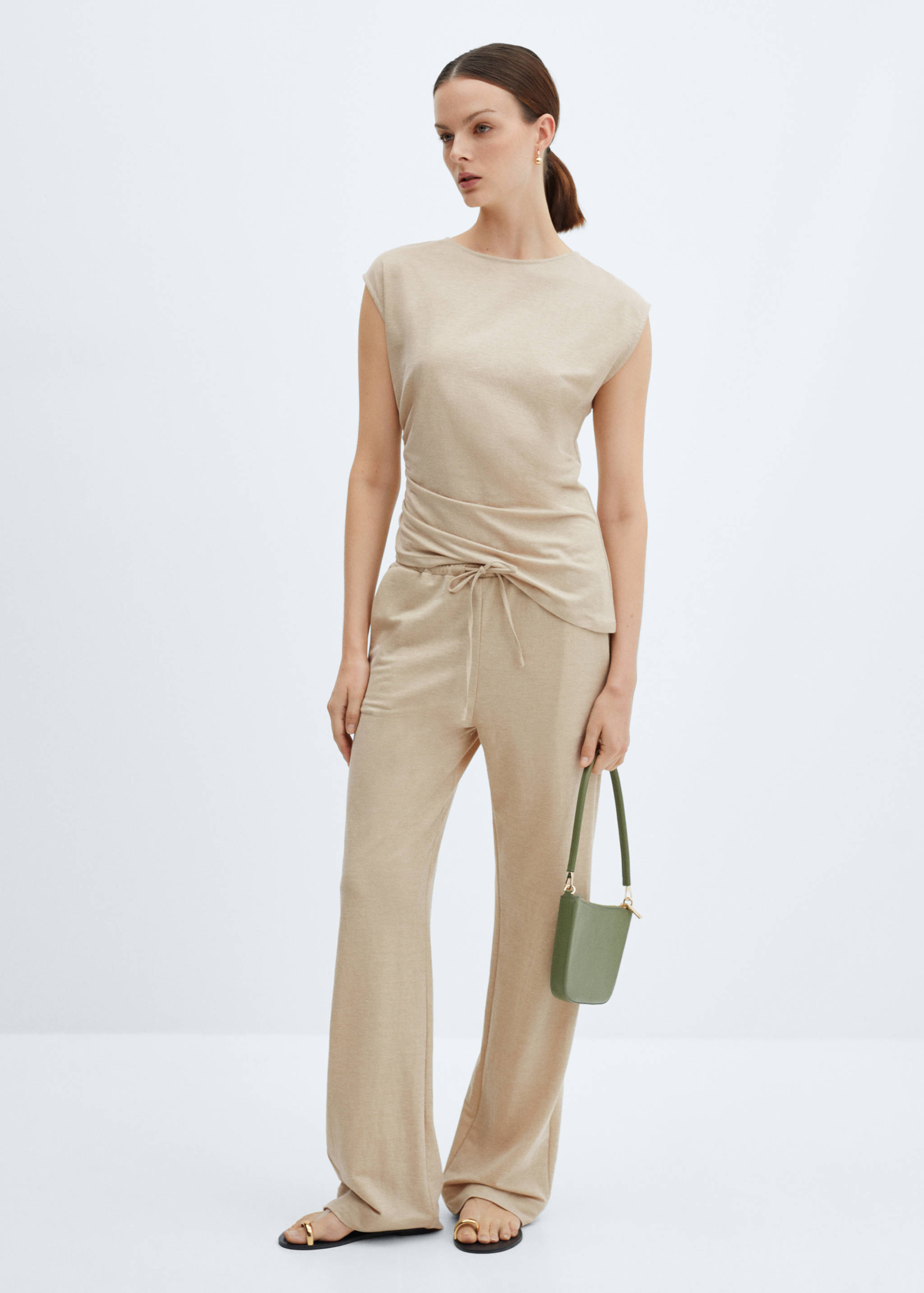 Pantalón wideleg cintura elástica - Plano general