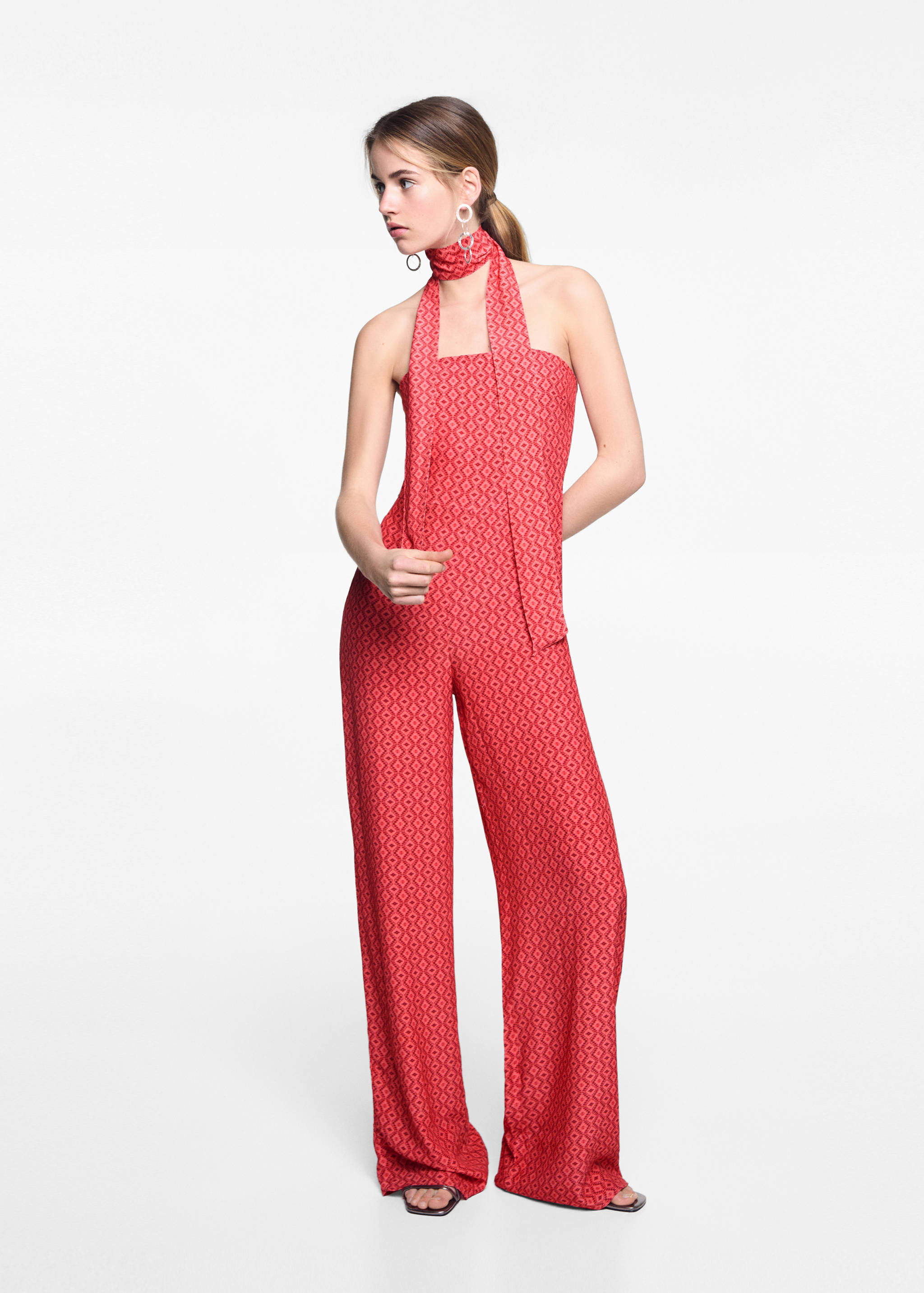 Printed strapless jumpsuit - General plane