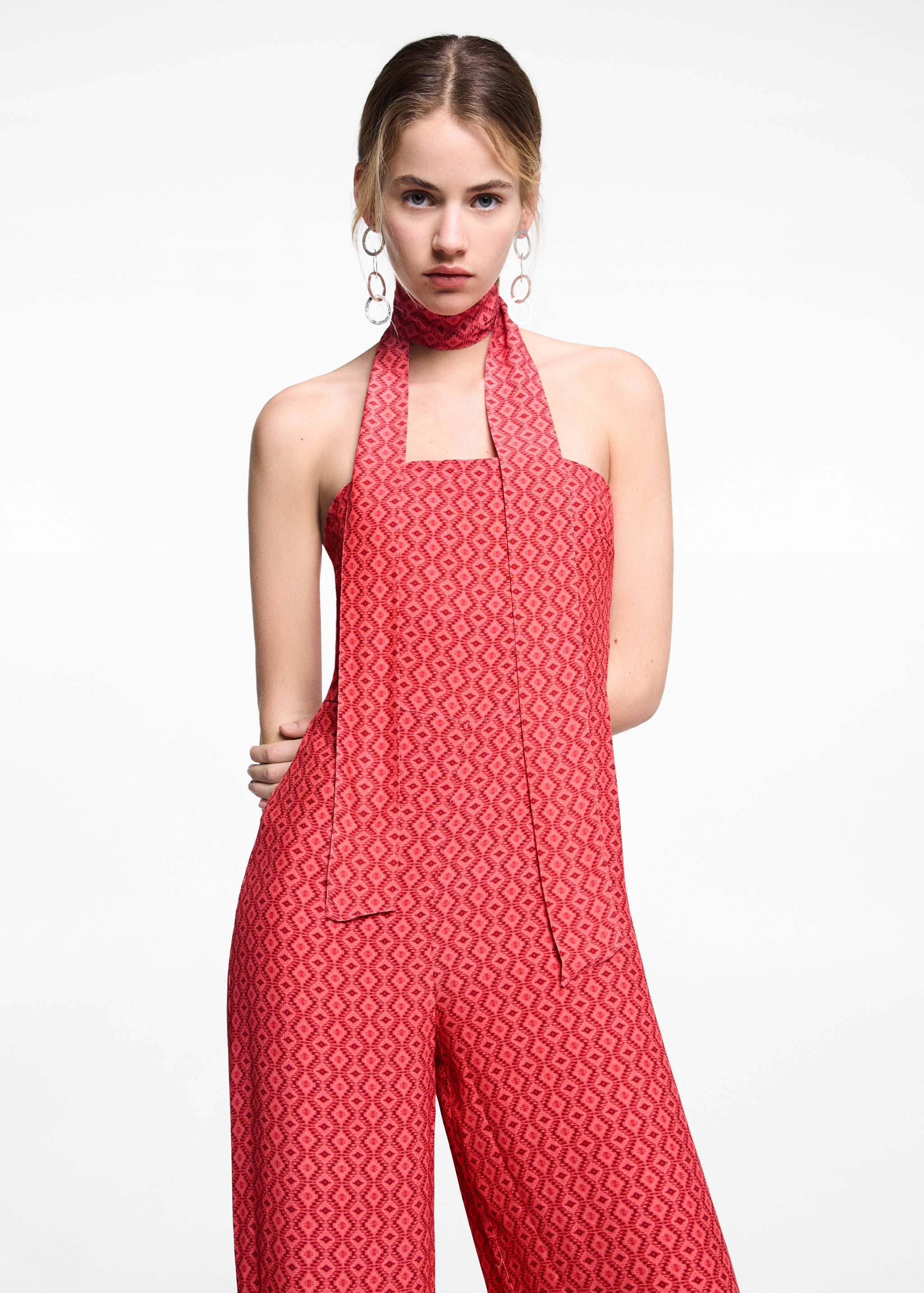 Printed strapless jumpsuit - Medium plane