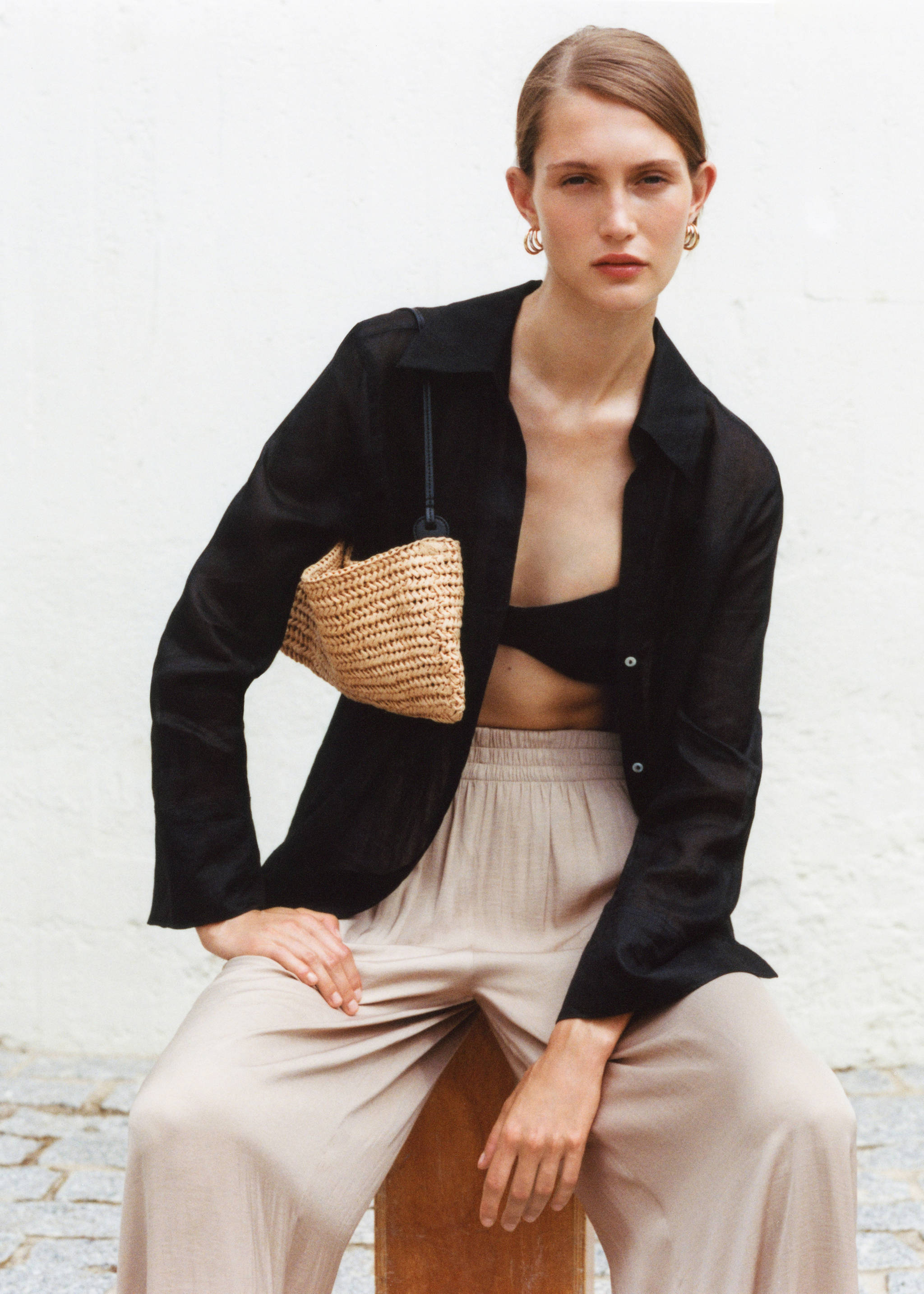 Рубашка из рами с потайными пуговицами - Деталь изделия 6