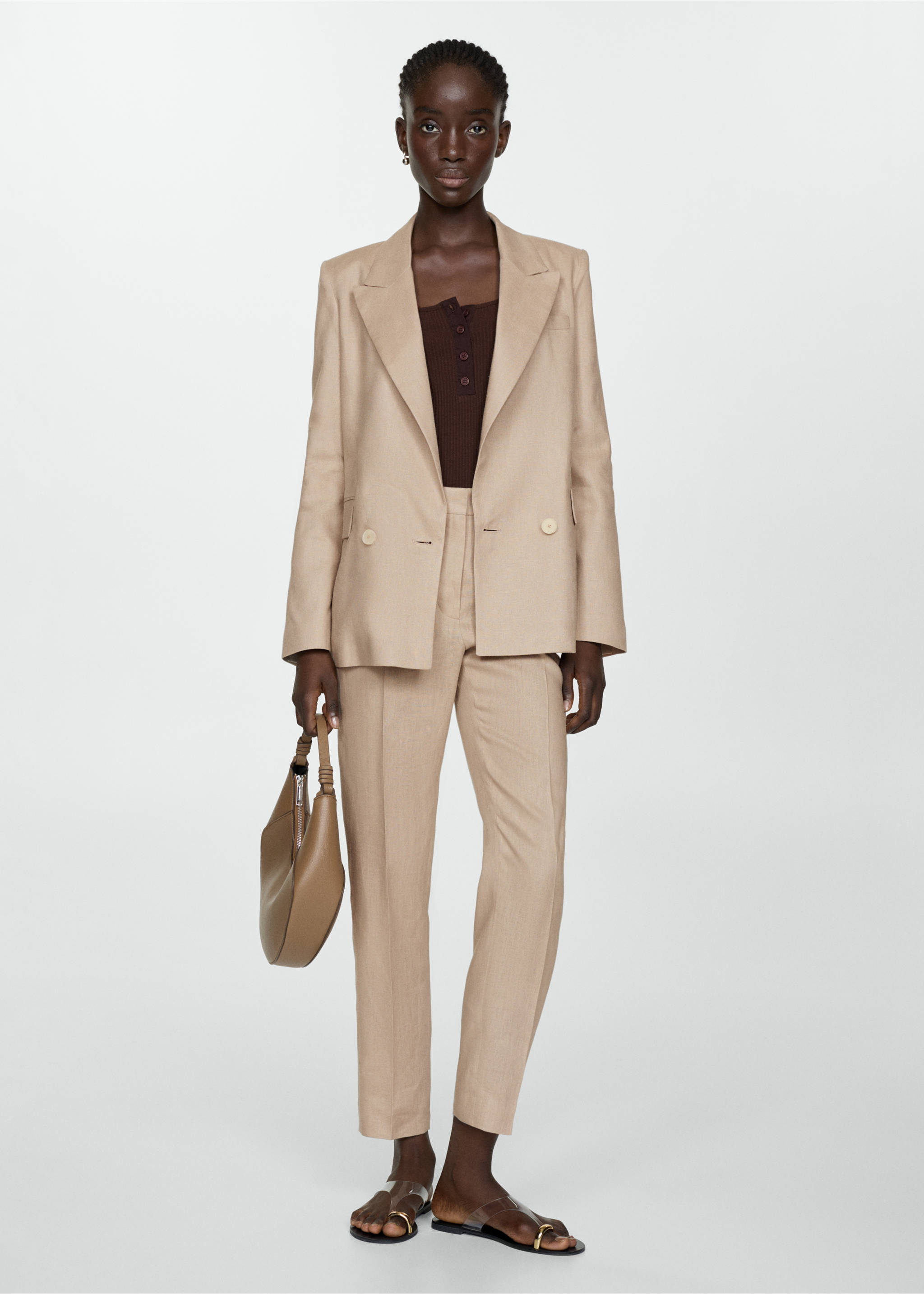 Blazer suit 100% linen - General plane, Light/Pastel Grey. Ref: 67037113-00.