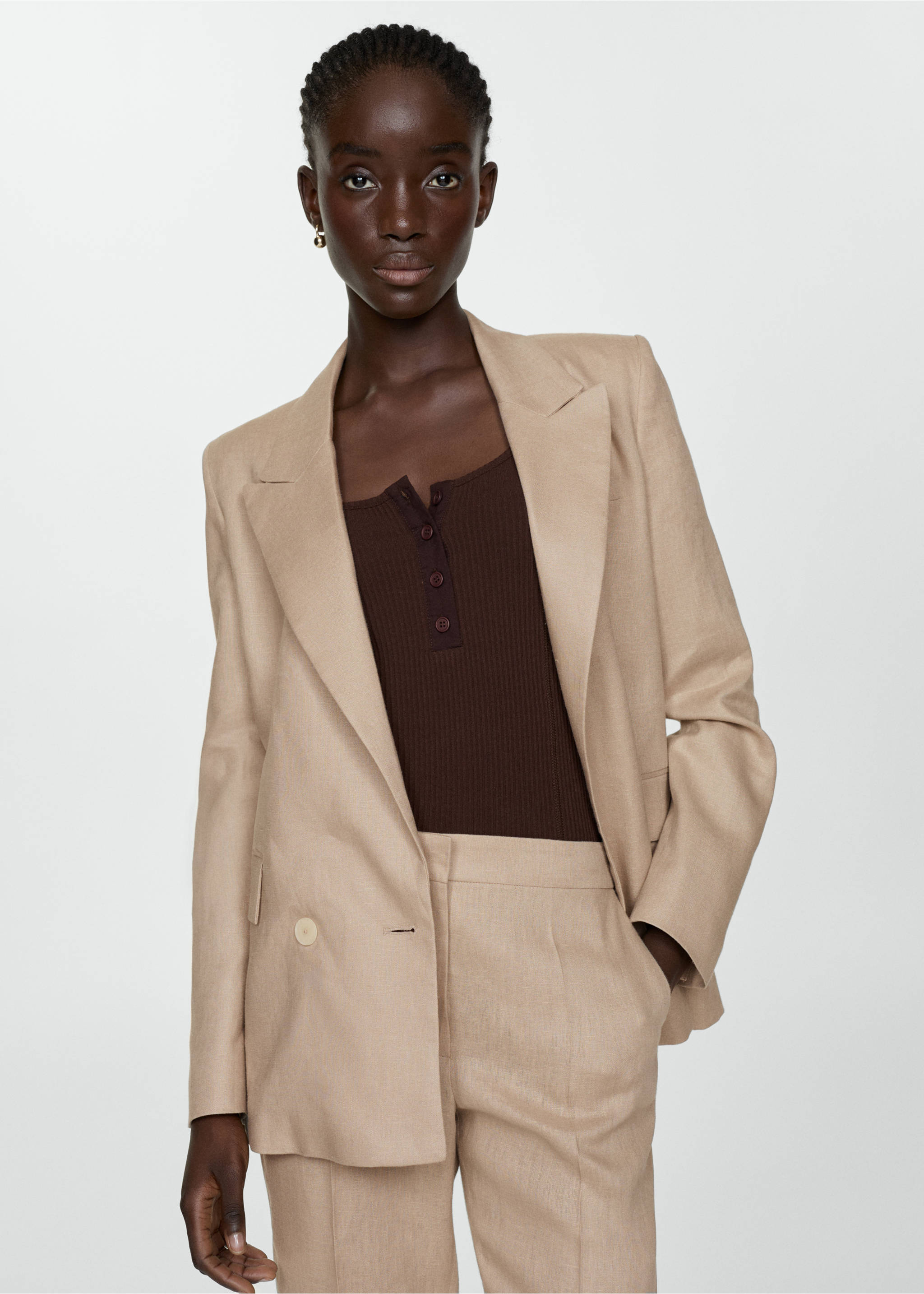 Blazer suit 100% linen - Medium plane, Light/Pastel Grey. Ref: 67037113-00.