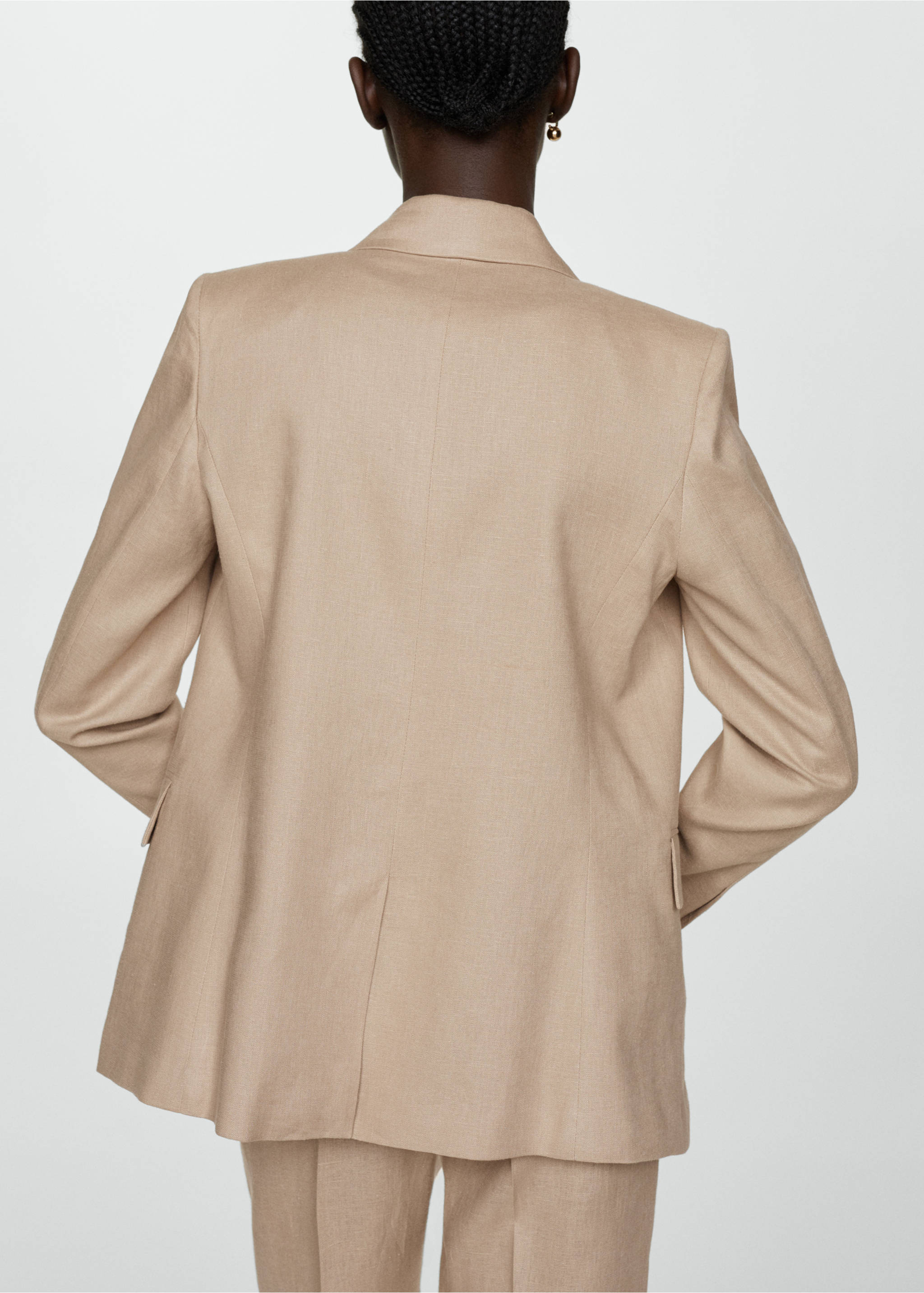 Blazer suit 100% linen - Reverse of the article, Light/Pastel Grey. Ref: 67037113-00.