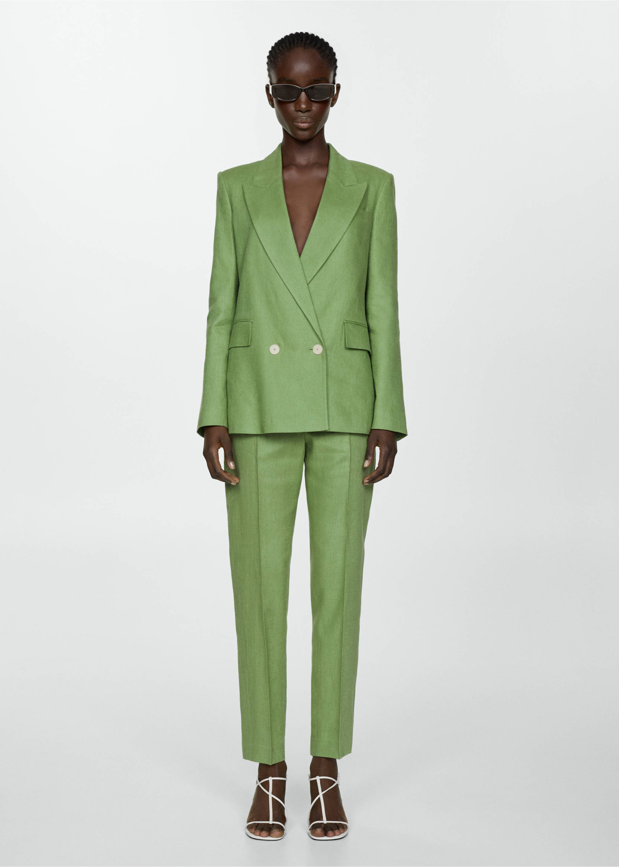 Blazer suit 100% linen - General plane, Green. Ref: 67037113-00.