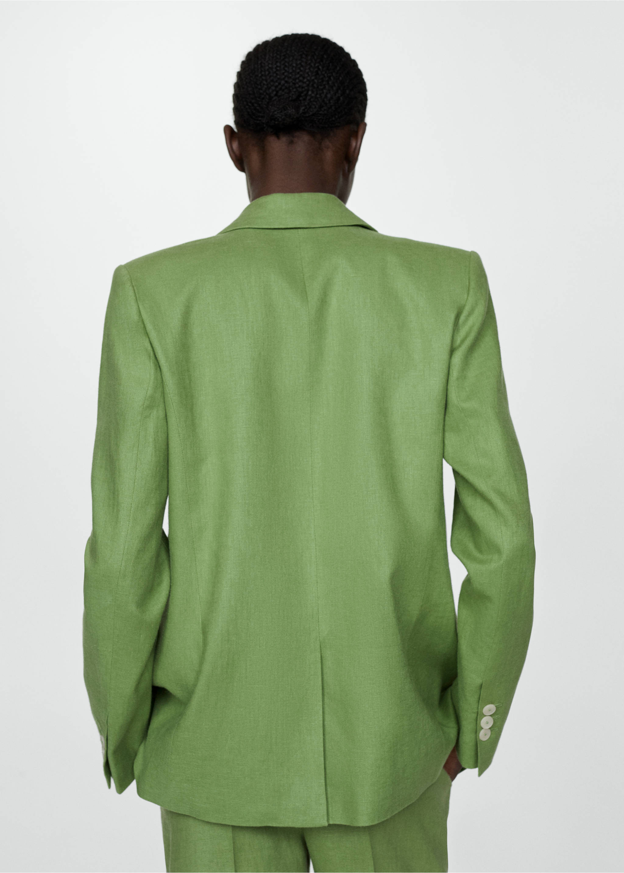 Blazer suit 100% linen - Reverse of the article, Green. Ref: 67037113-00.