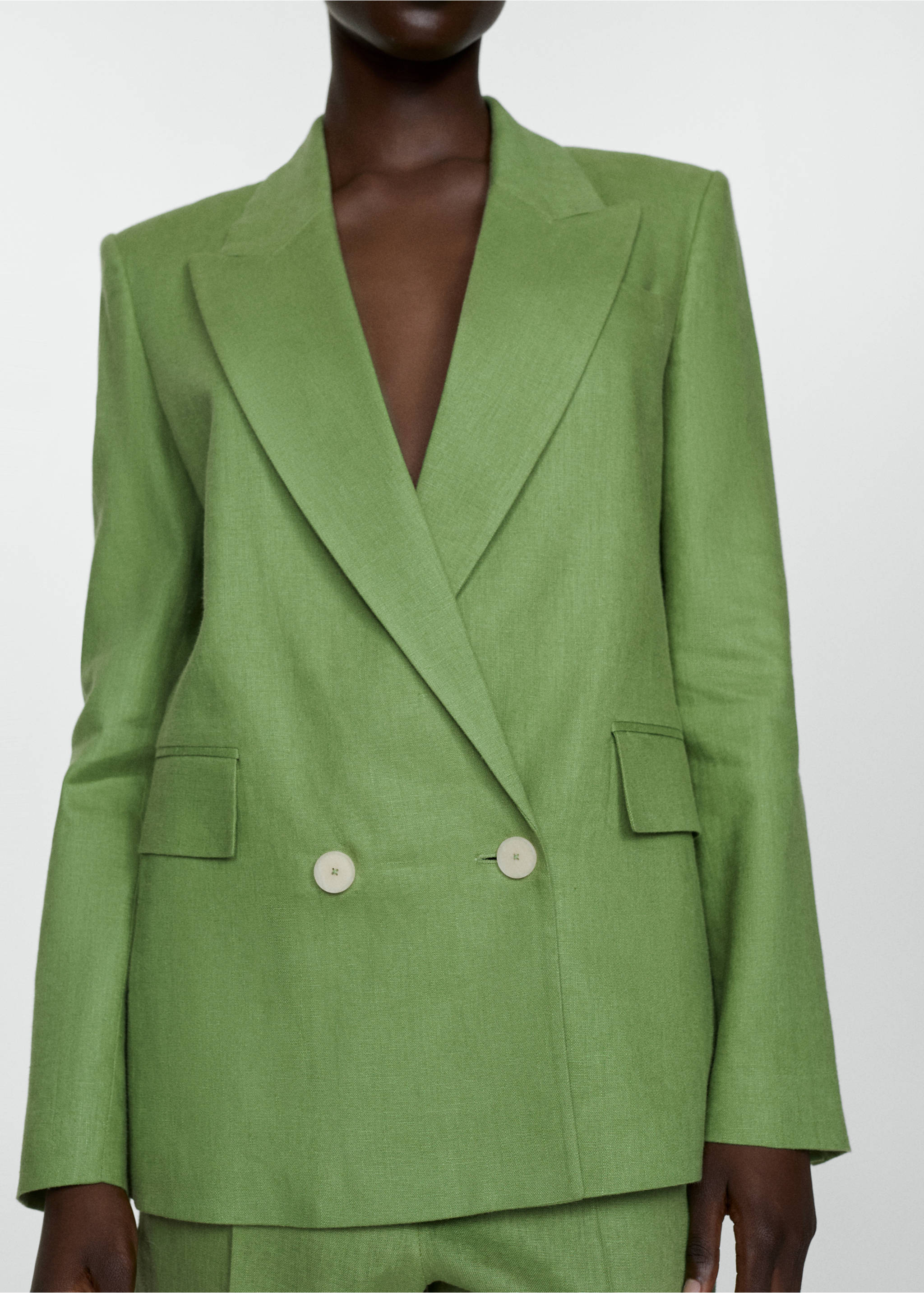 Blazer suit 100% linen - Details of the article 3, Green. Ref: 67037113-00.