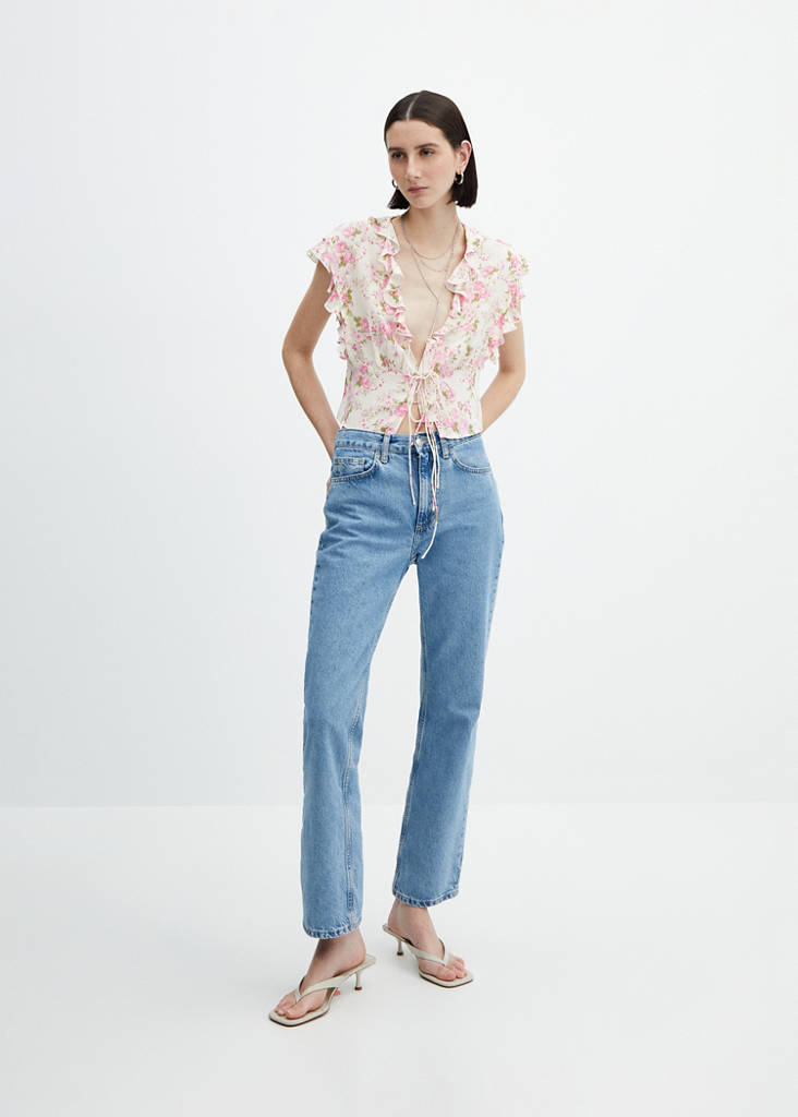 Floral blouse with bow closure — Off White