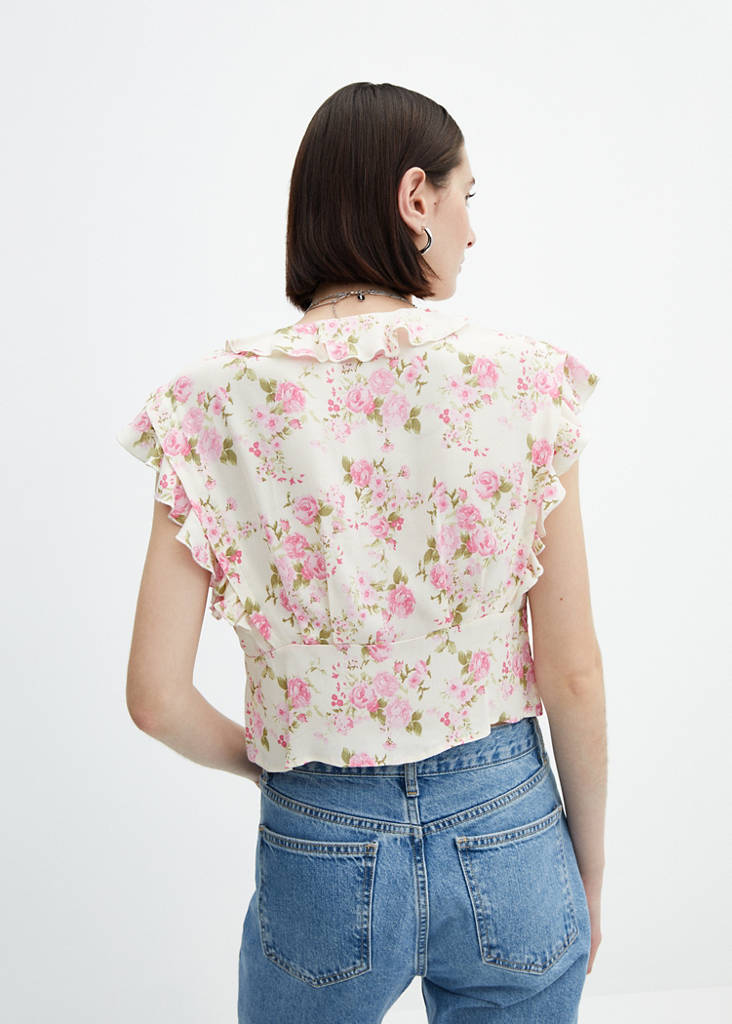 Floral blouse with bow closure — Off White