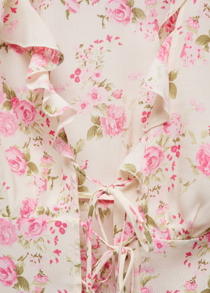 Floral blouse with bow closure — Off White