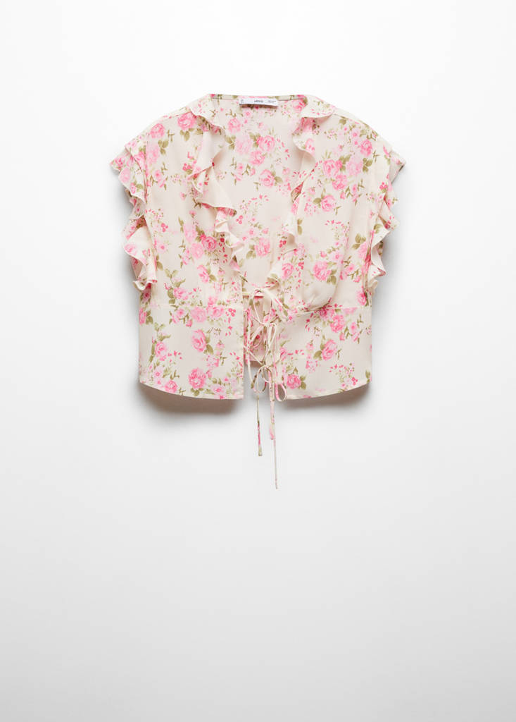 Floral blouse with bow closure — Off White